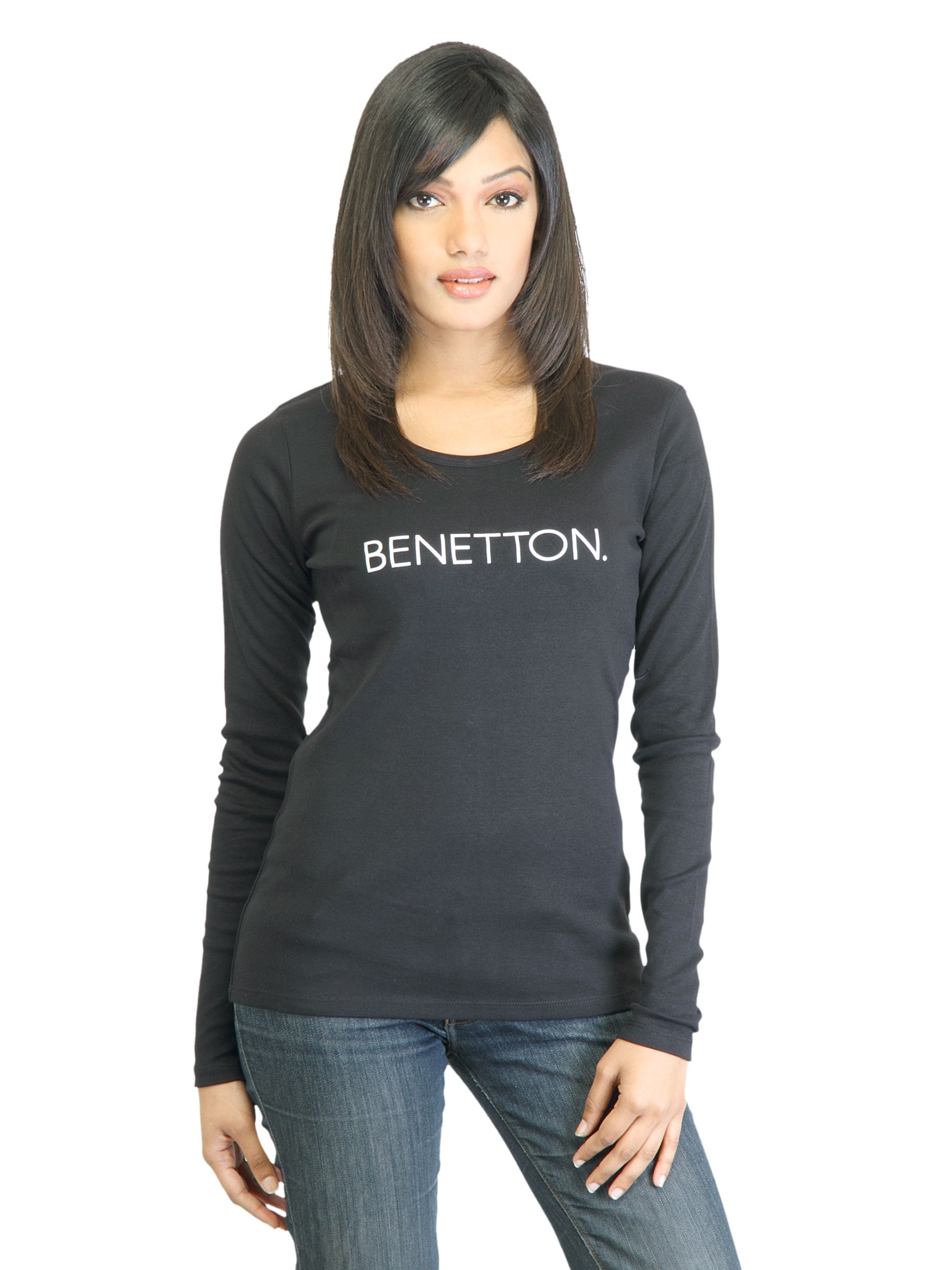 United Colors of Benetton Women Black T-shirt