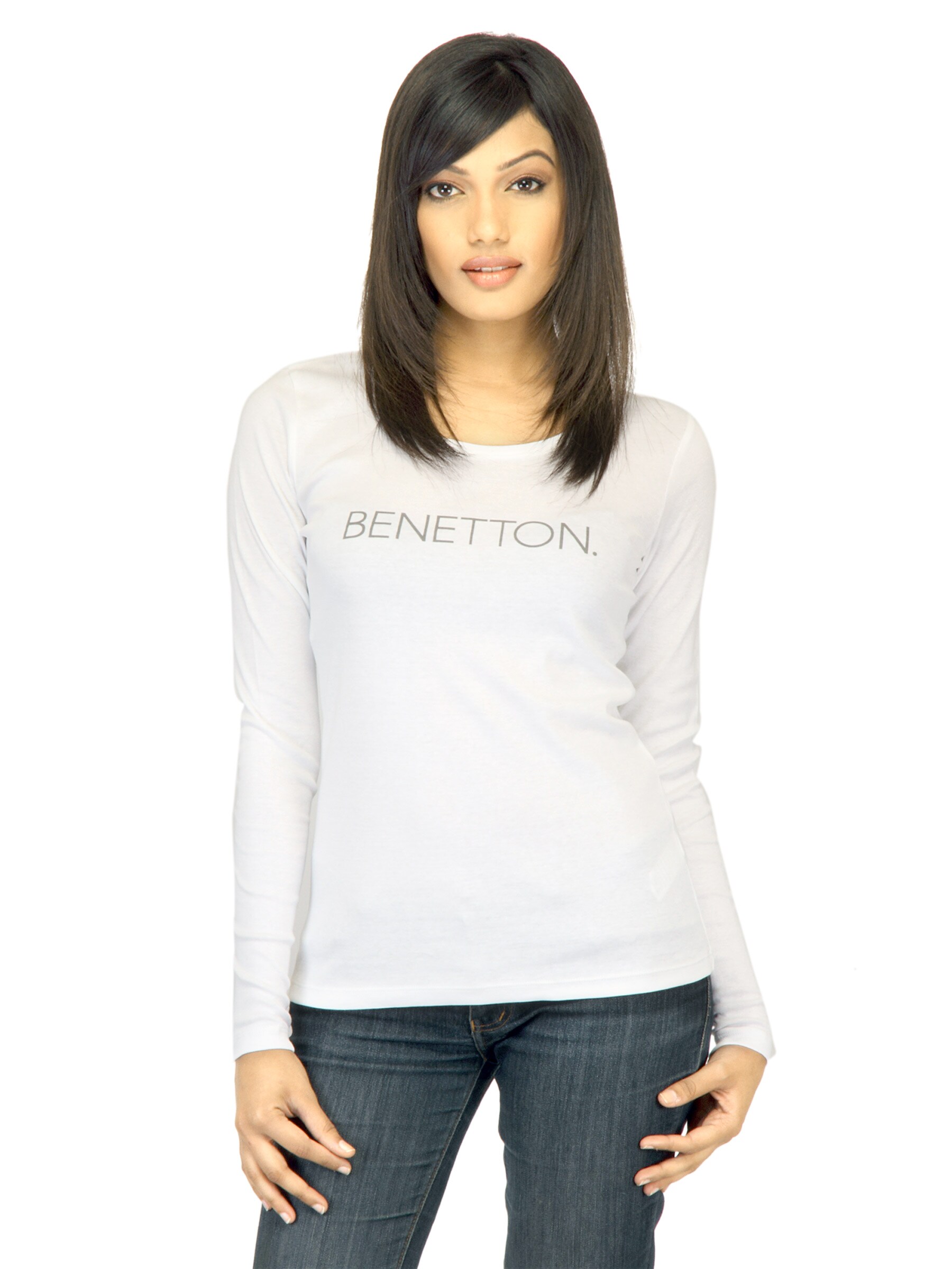 United Colors of Benetton Women Solid White Top