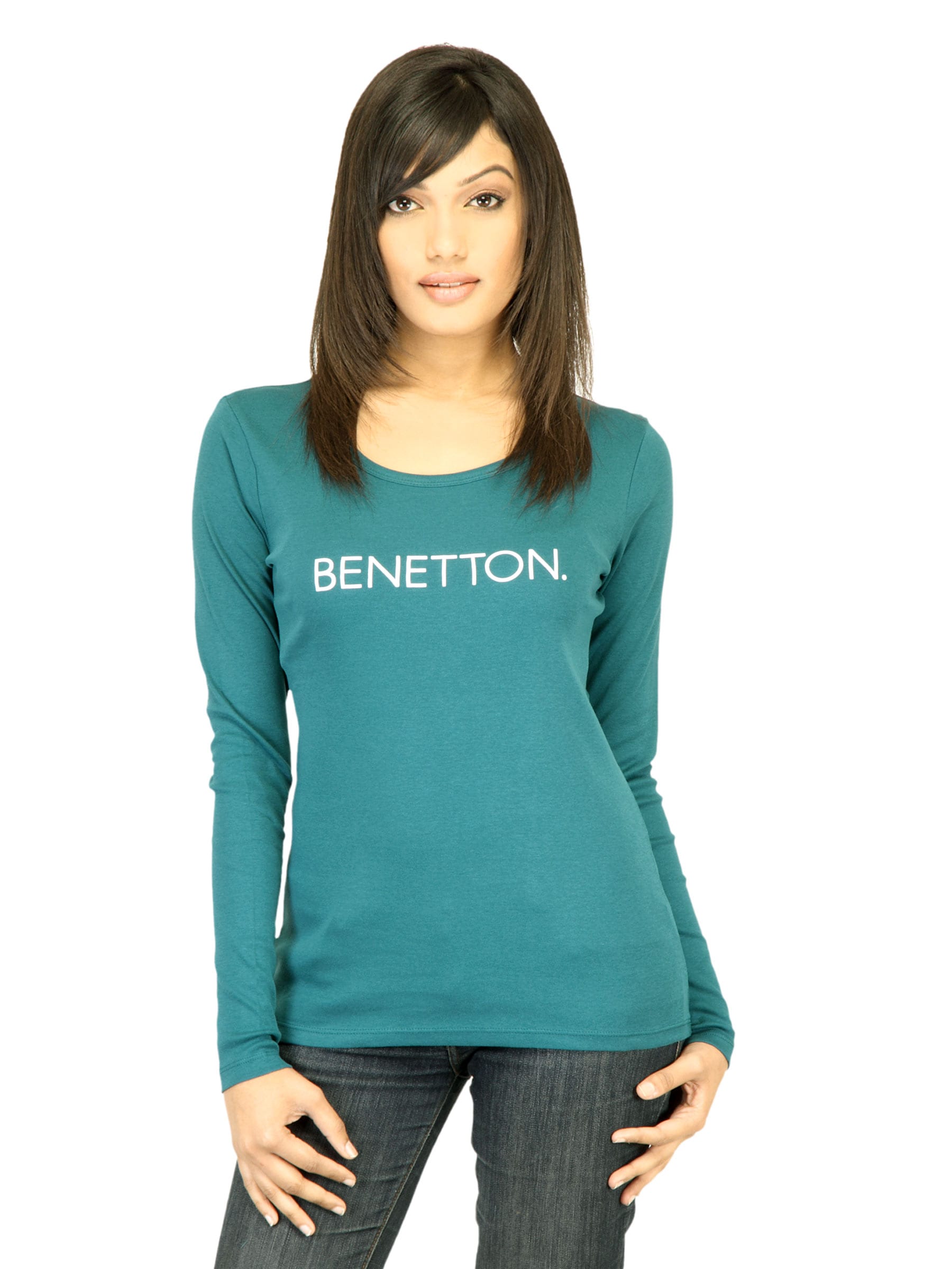 United Colors of Benetton Women Solid Green Top