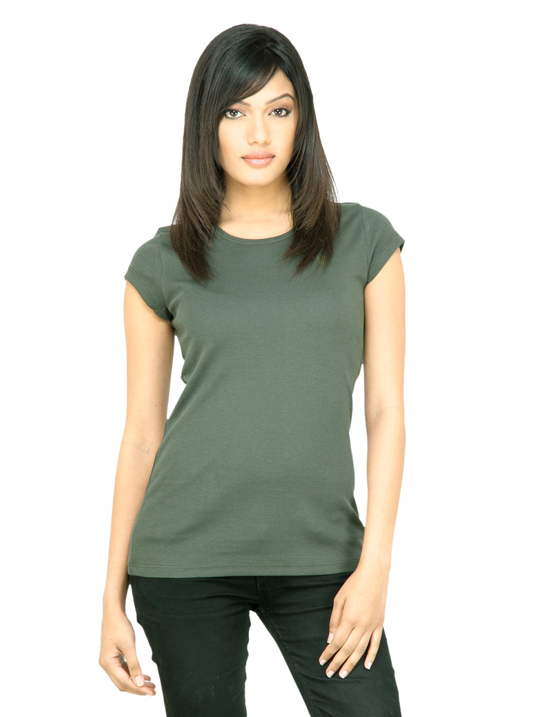 United Colors of Benetton Women Solid Olive Top