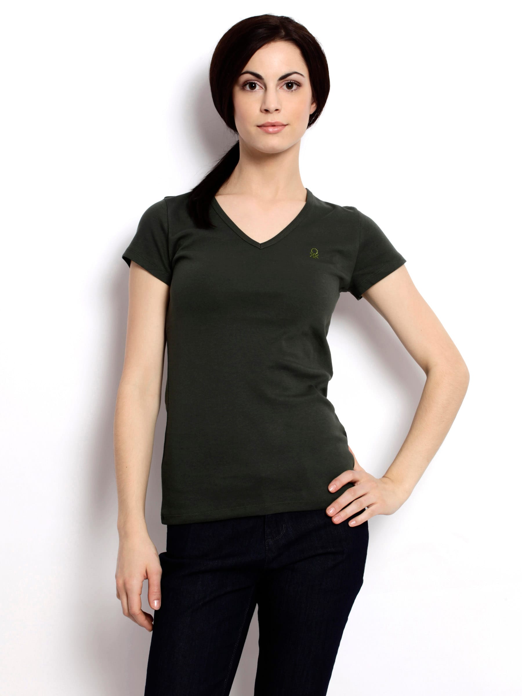 United Colors of Benetton Women Solid Olive Top
