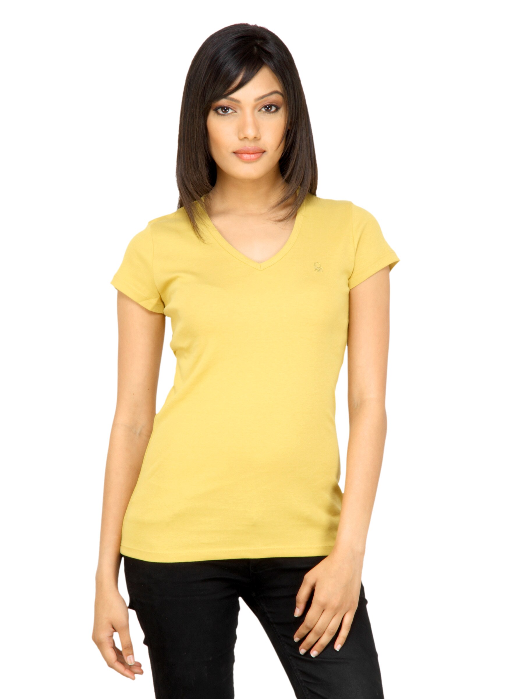 United Colors of Benetton Women Solid Yellow Top