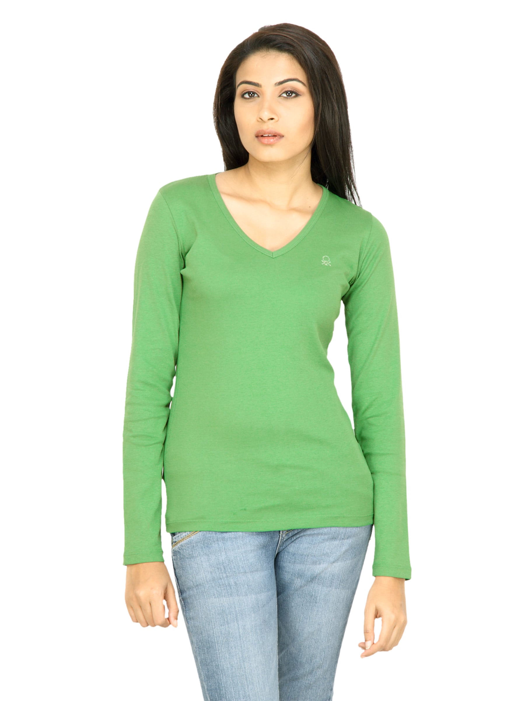 United Colors of Benetton Women Solid Green Top