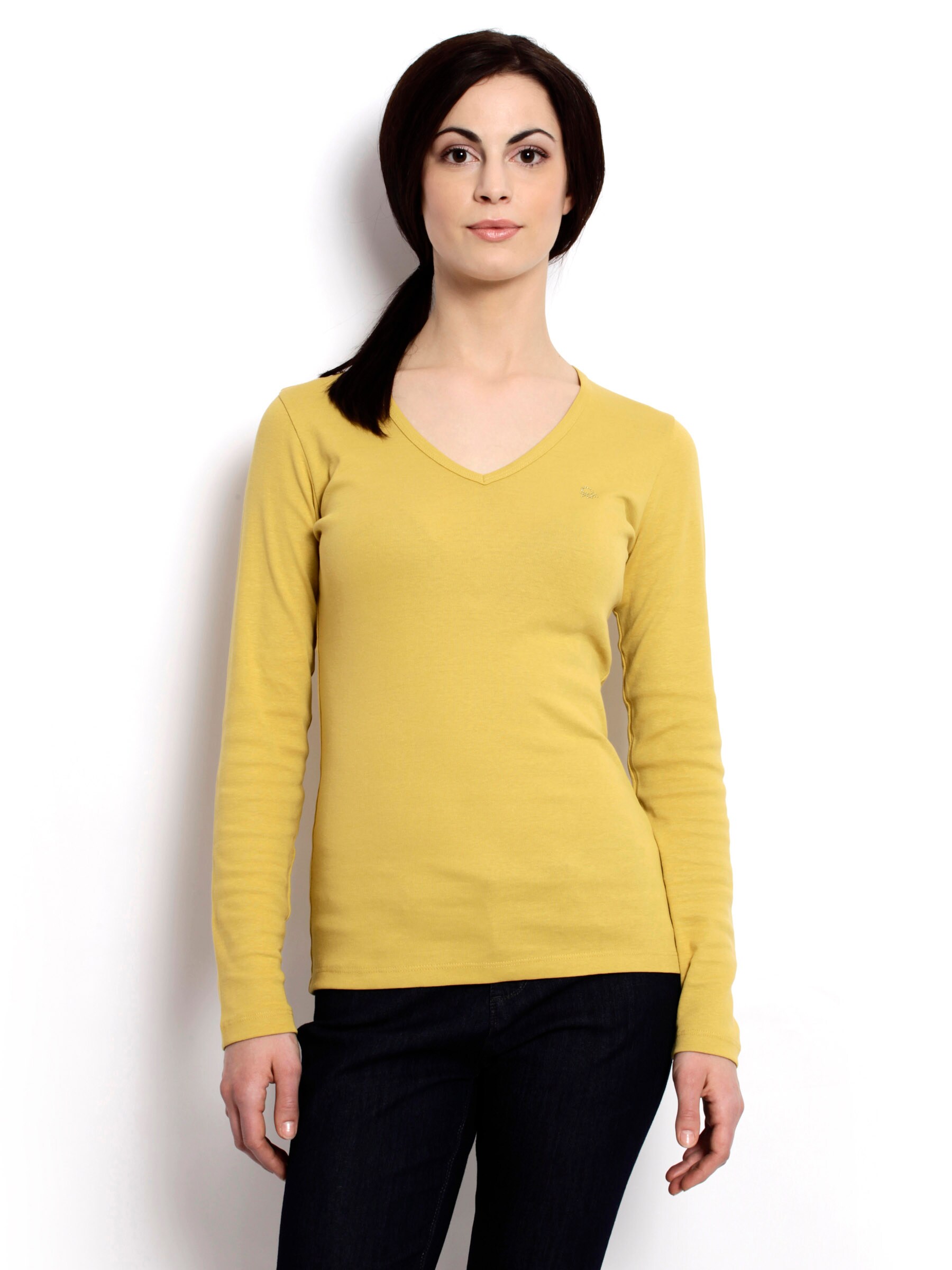 United Colors of Benetton Women Solid Yellow Top