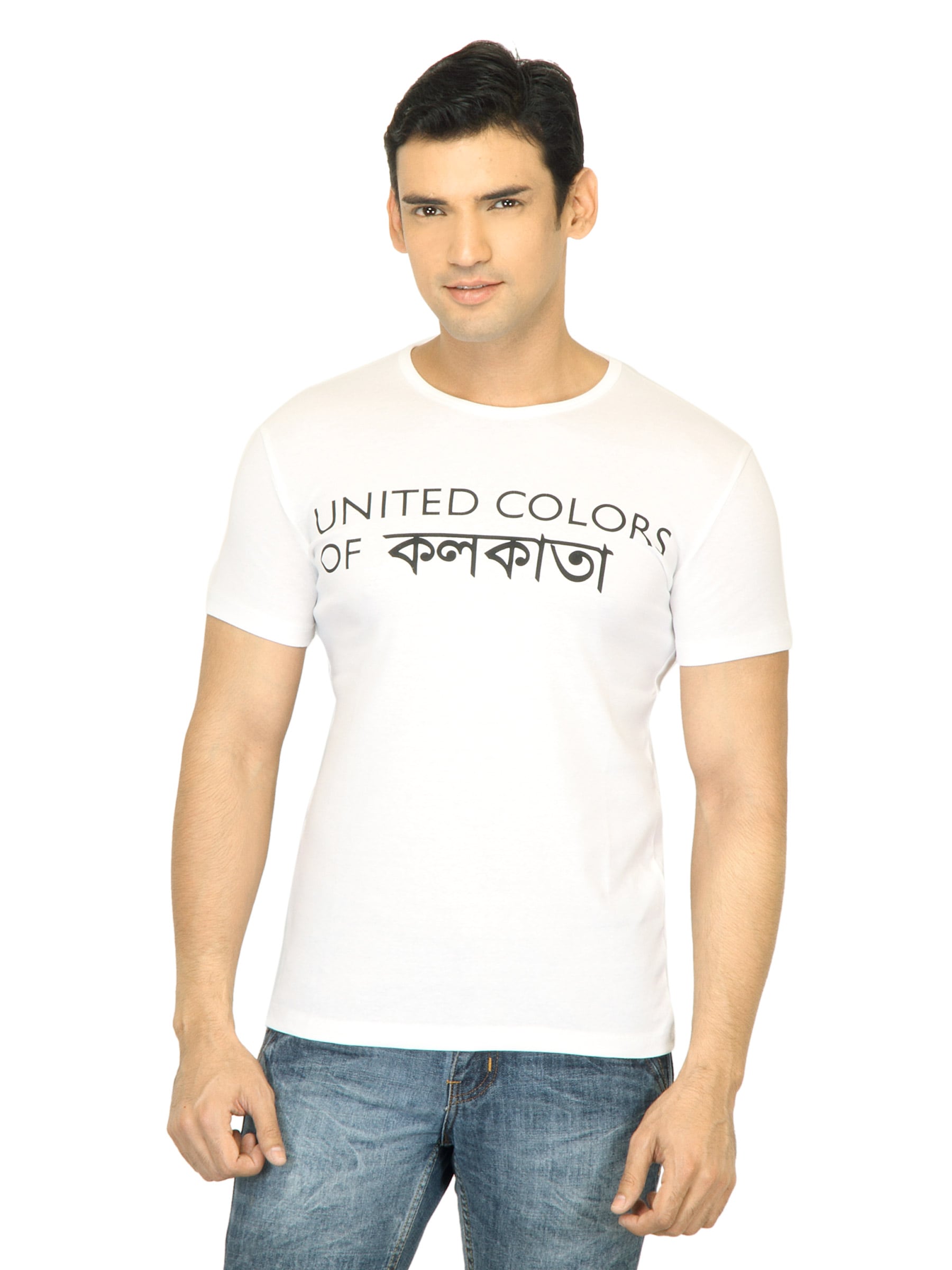 United Colors of Benetton Men Printed White Tshirt