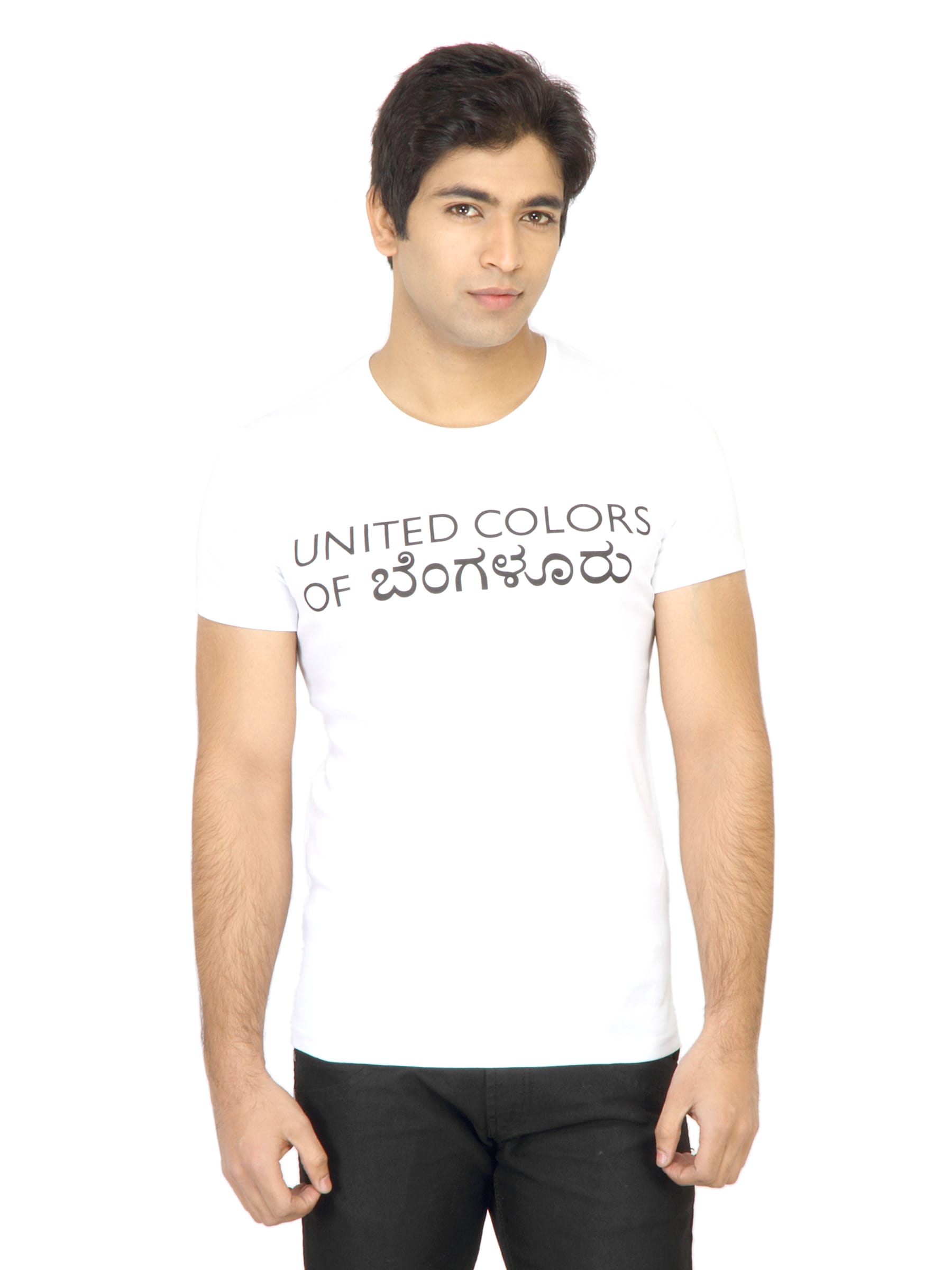United Colors of Benetton Men Printed White TShirt