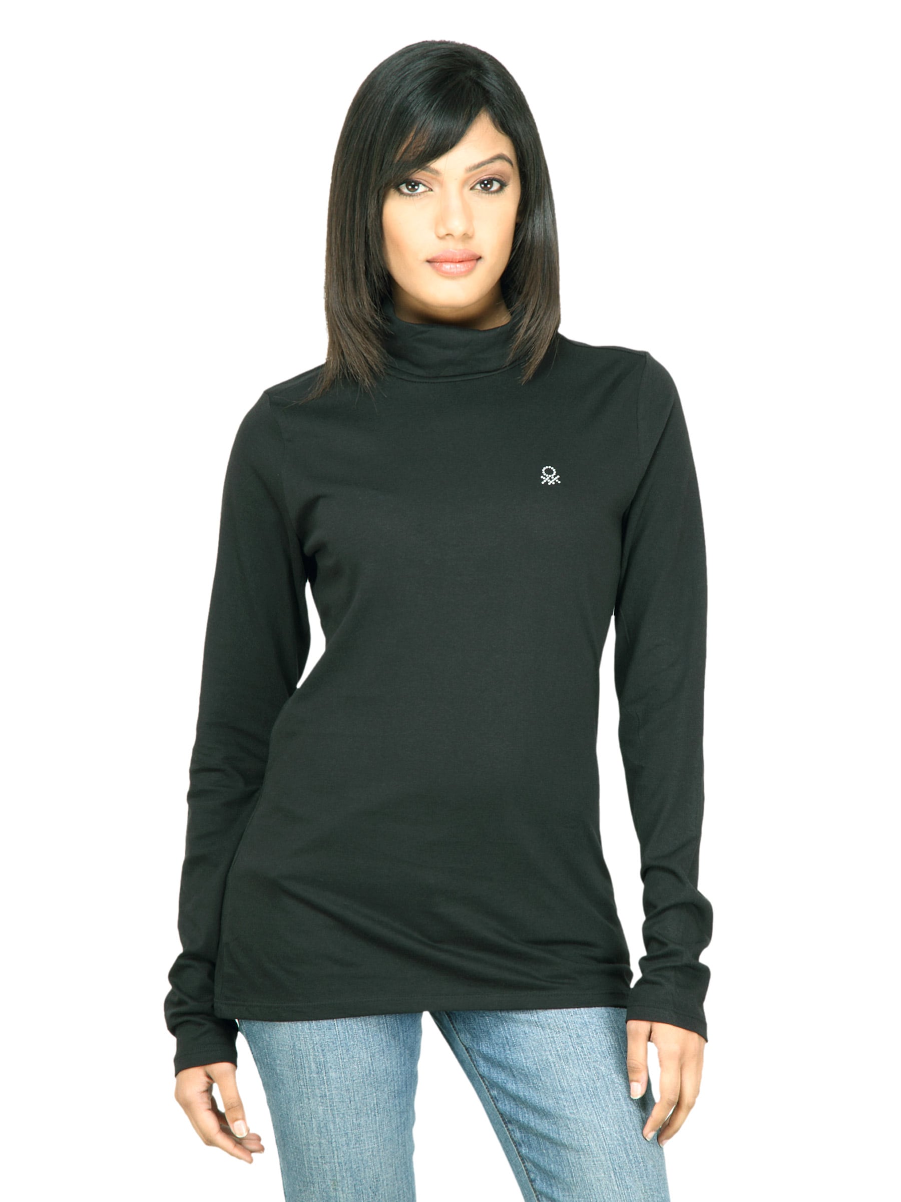 United Colors of Benetton Women Solid Black Top