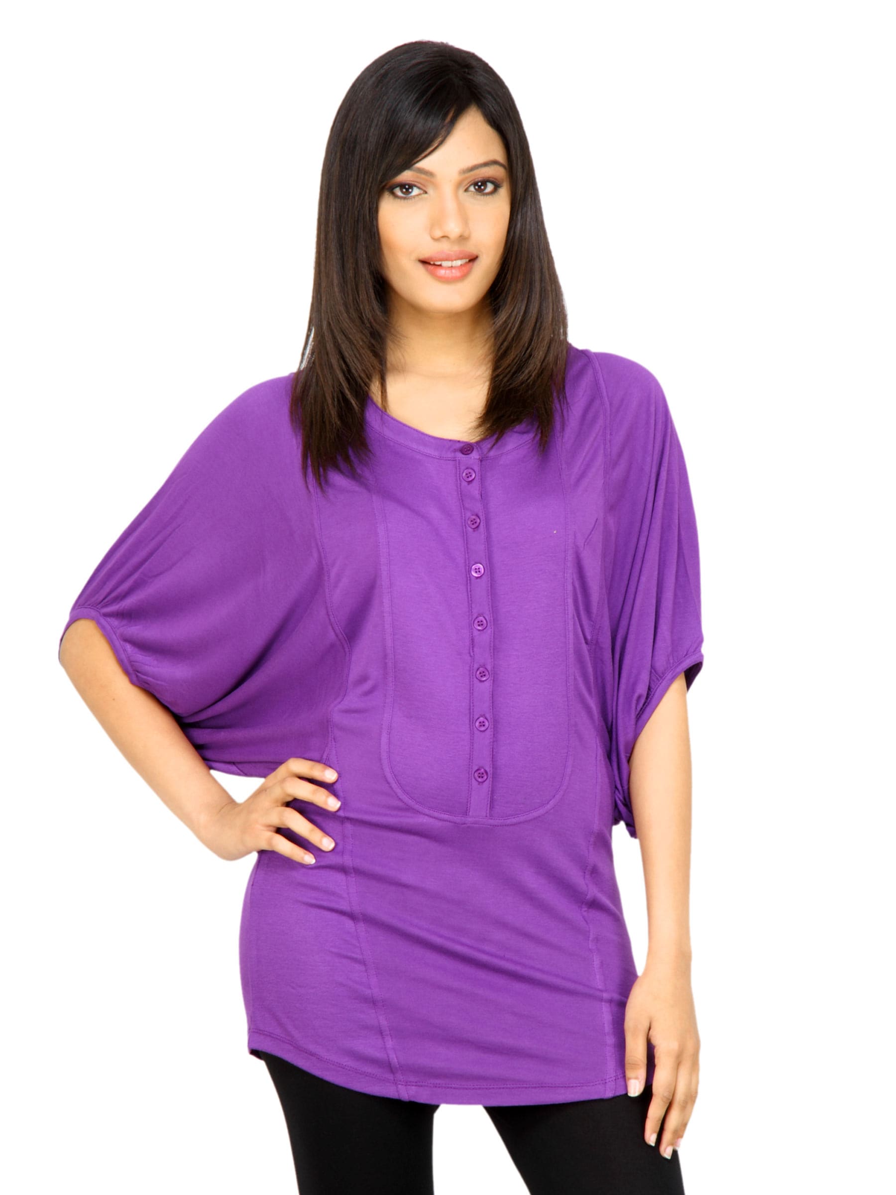 United Colors of Benetton Women Solid Purple Top