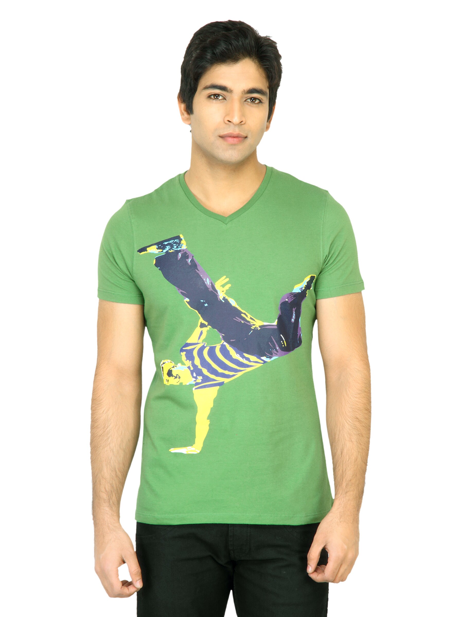 United Colors of Benetton Men Printed Green TShirt