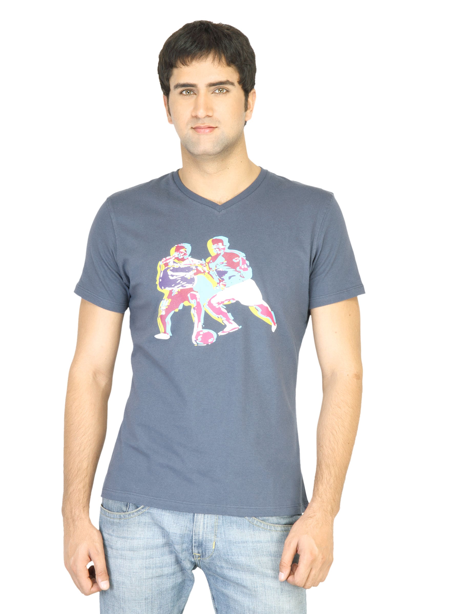 United Colors of Benetton Men Blue Printed T-shirt