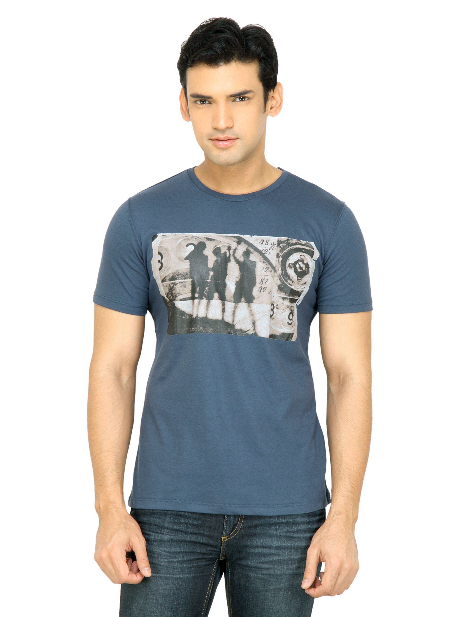 United Colors of Benetton Men Printed Blue T-shirt