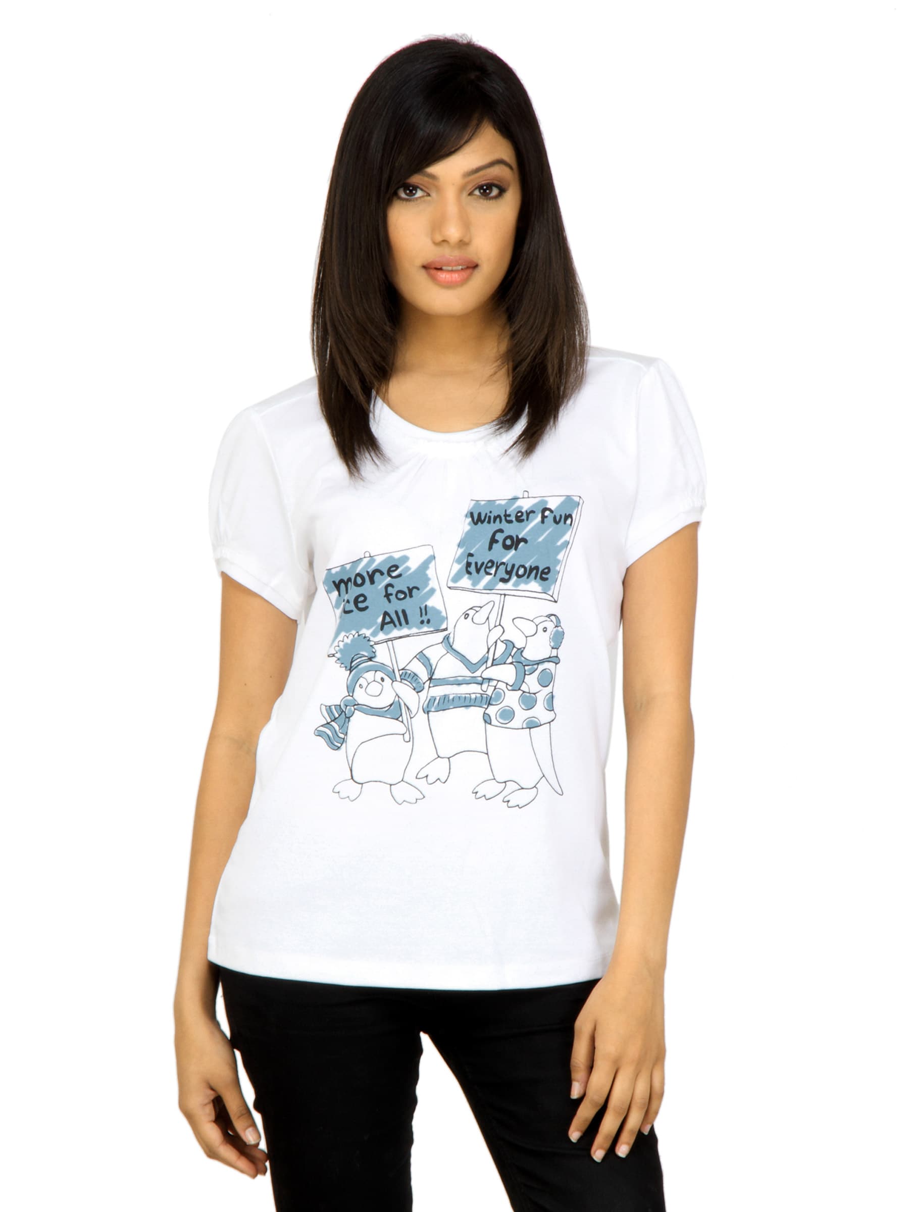 United Colors of Benetton Women Printed White T-shirt
