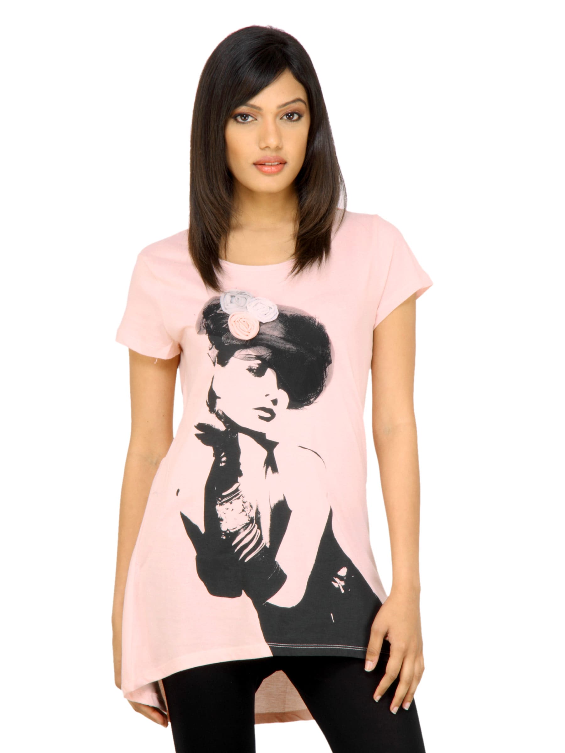 United Colors of Benetton Women Printed Pink T-shirt