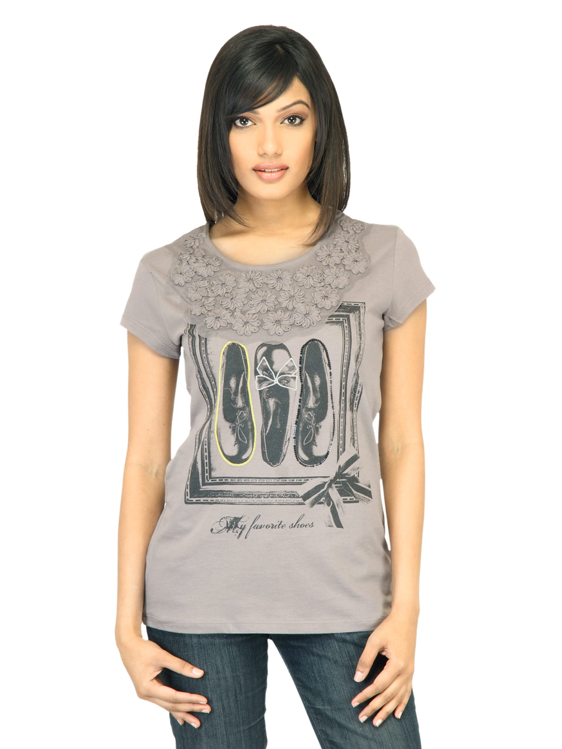 United Colors of Benetton Women Grey T-shirt