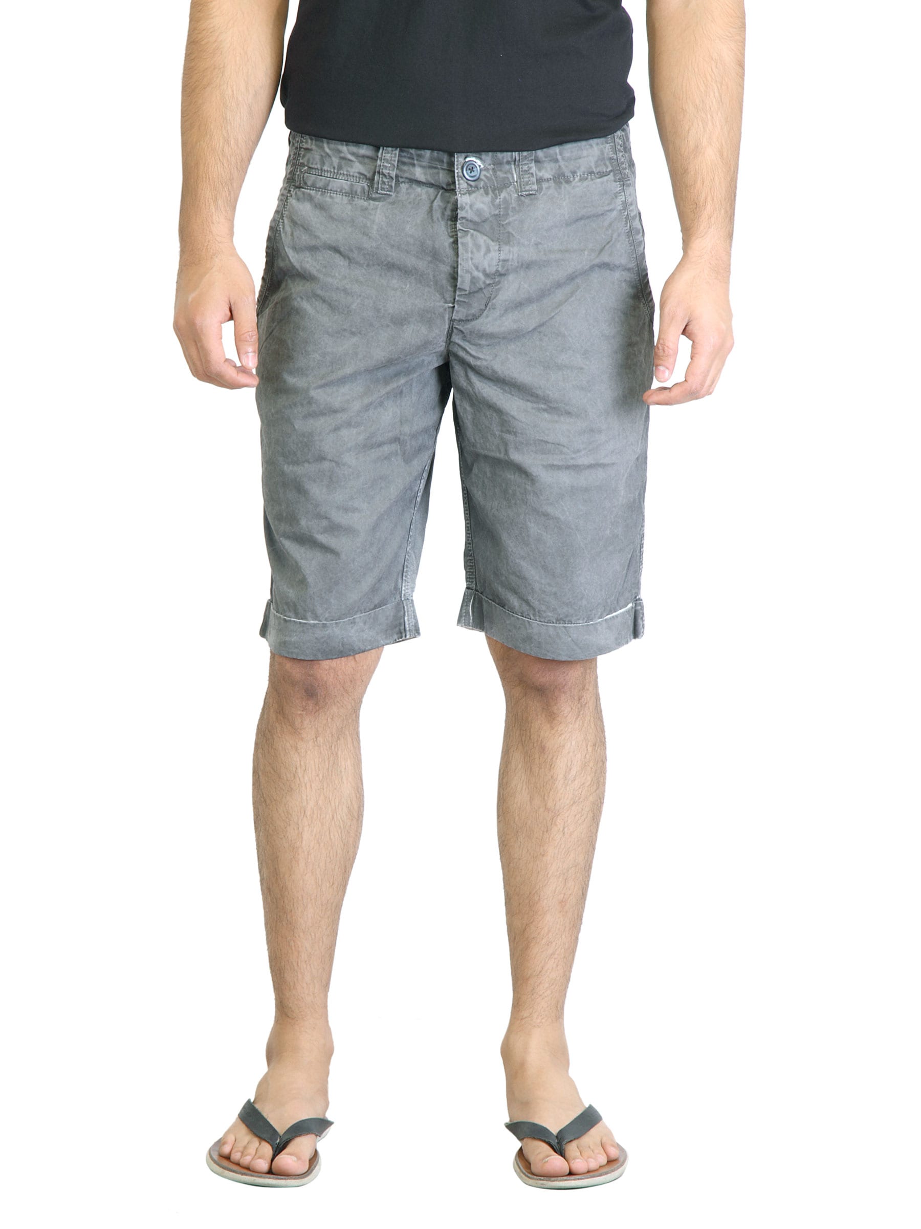 United Colors of Benetton Men Grey Washed Shorts
