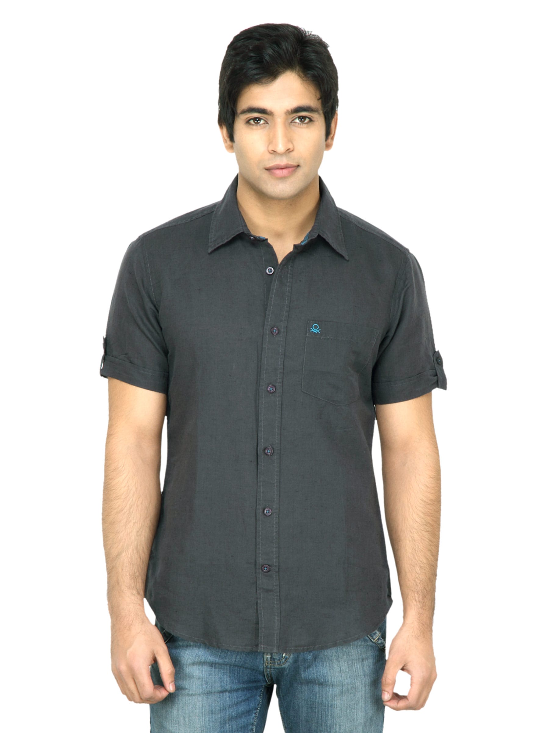 United Colors of Benetton Men Solid Black Shirt