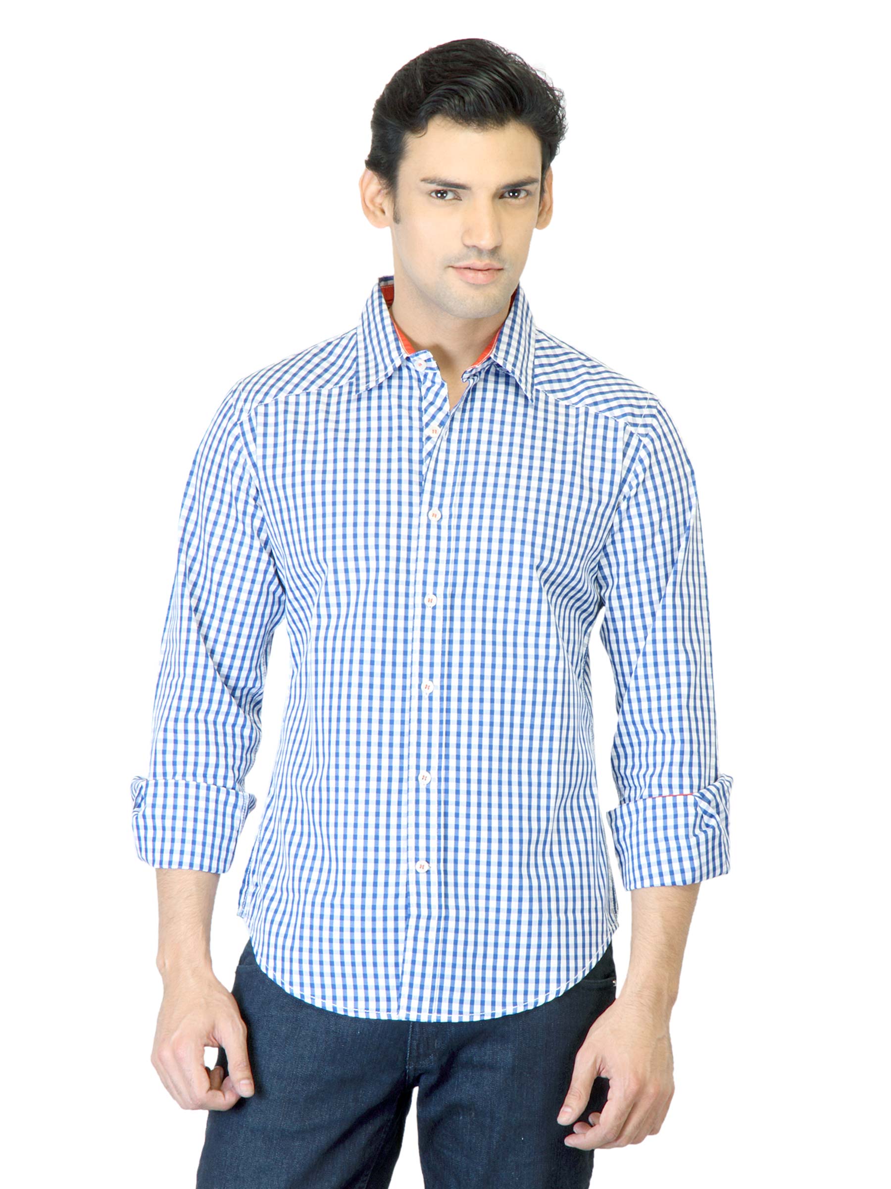 United Colors of Benetton Men Blue Check Shirt