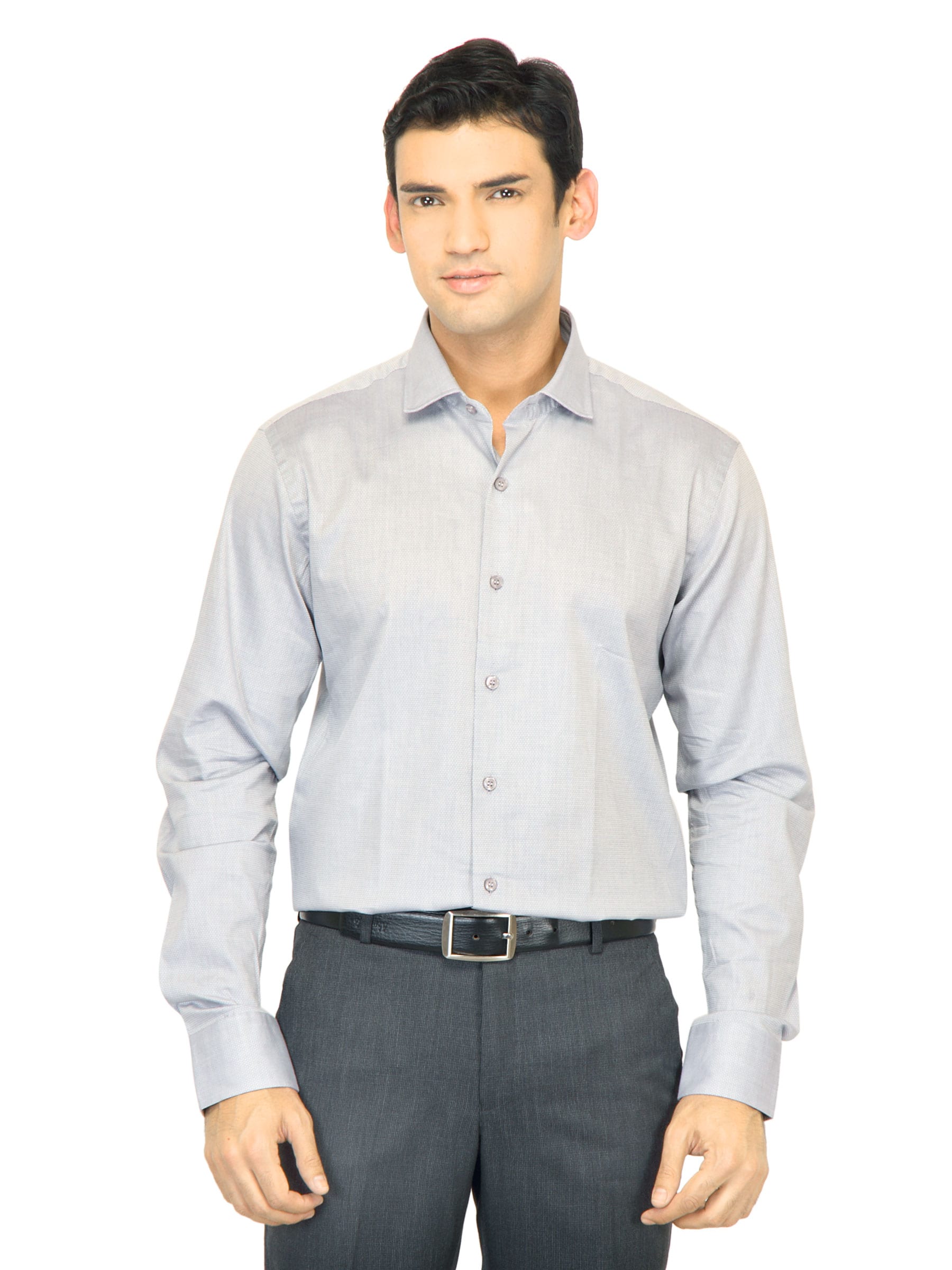 United Colors of Benetton Men Solid Grey Shirt