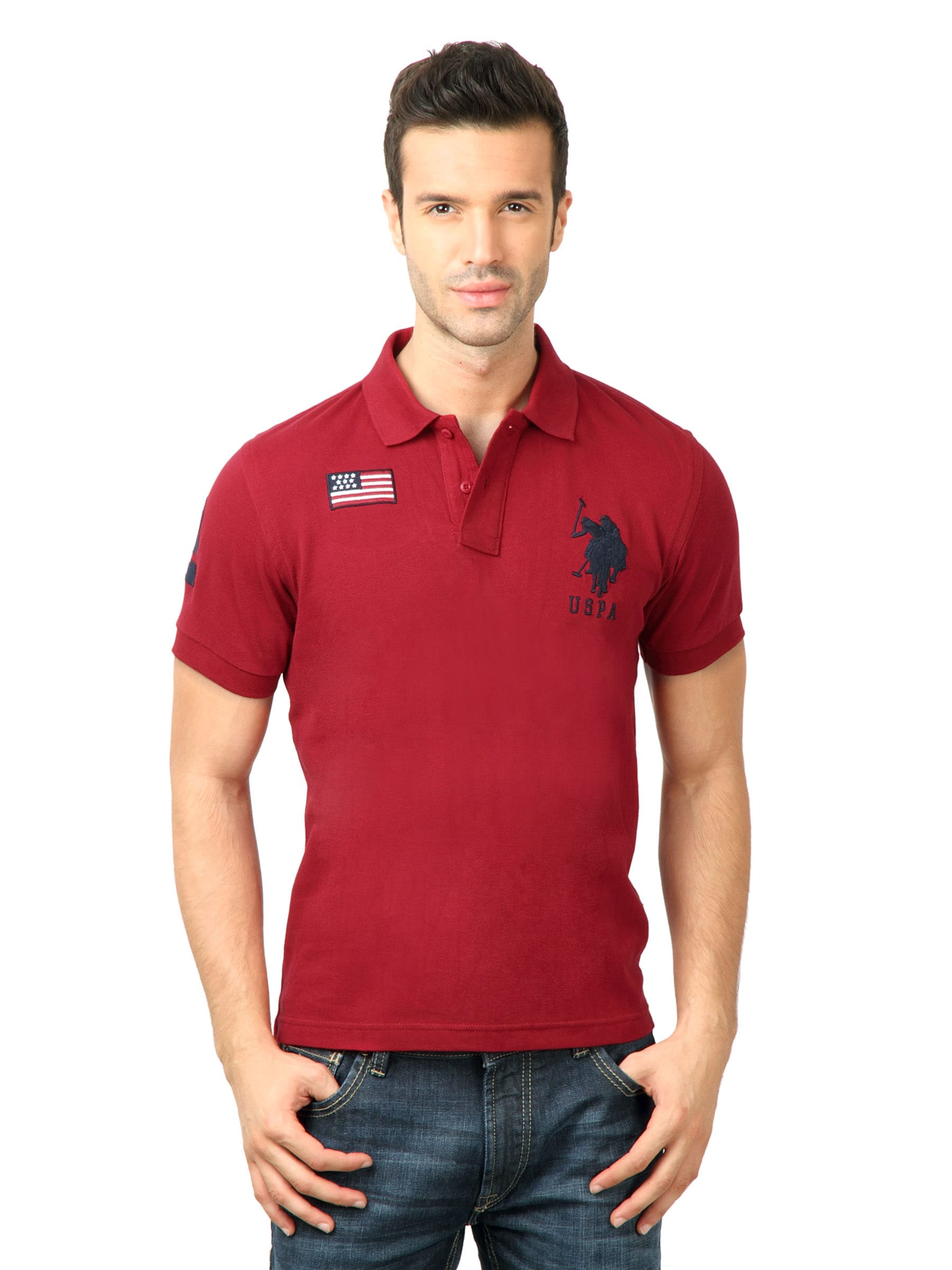 U.S. Polo Assn. Men Solid Red Tshirt