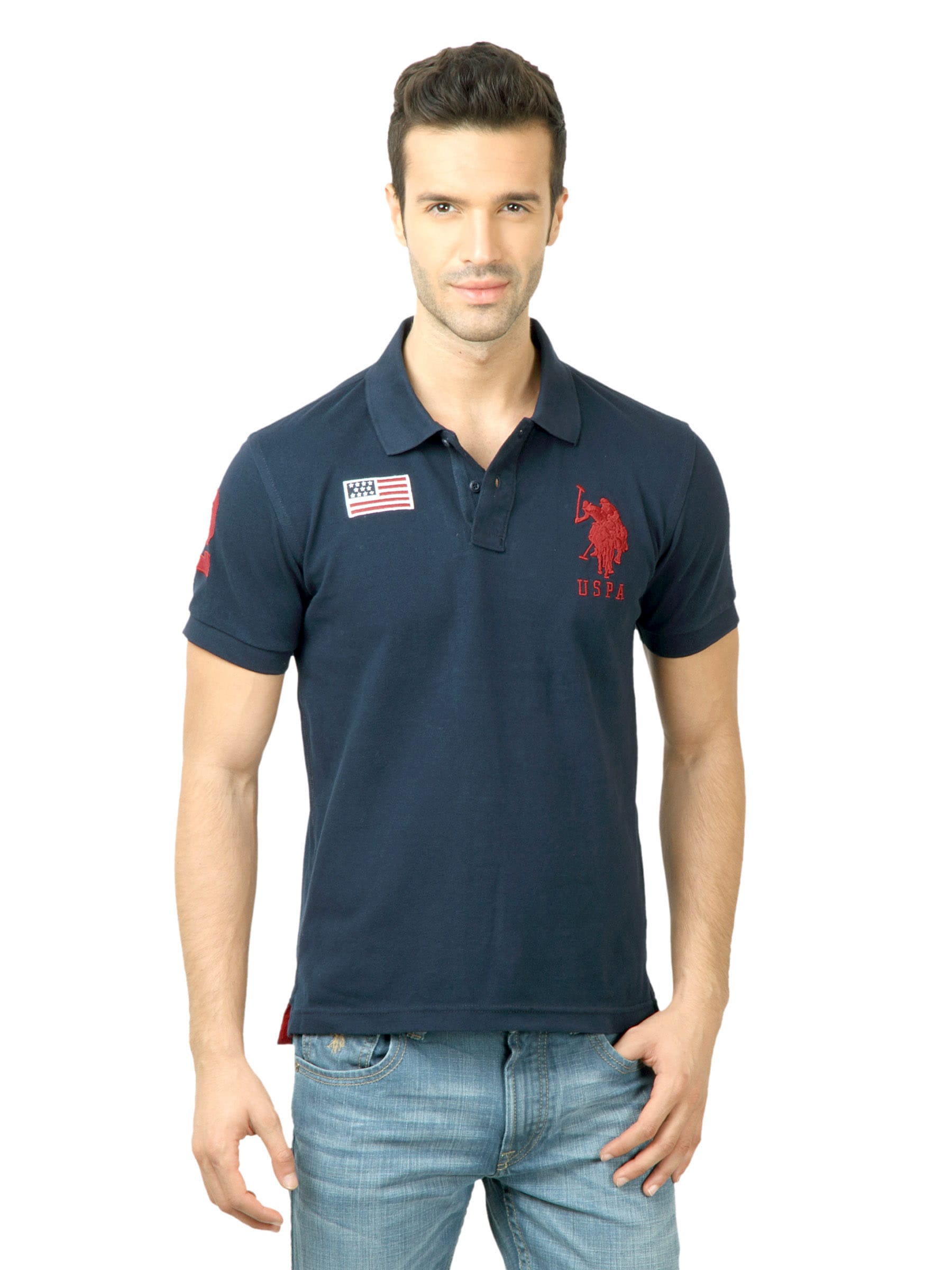 U.S. Polo Assn. Men Solid Navy Blue Tshirt