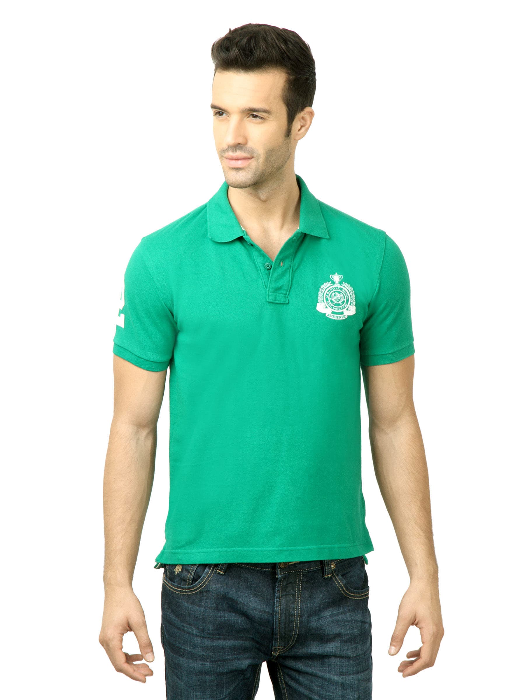 U.S. Polo Assn. Men Solid Green Tshirt