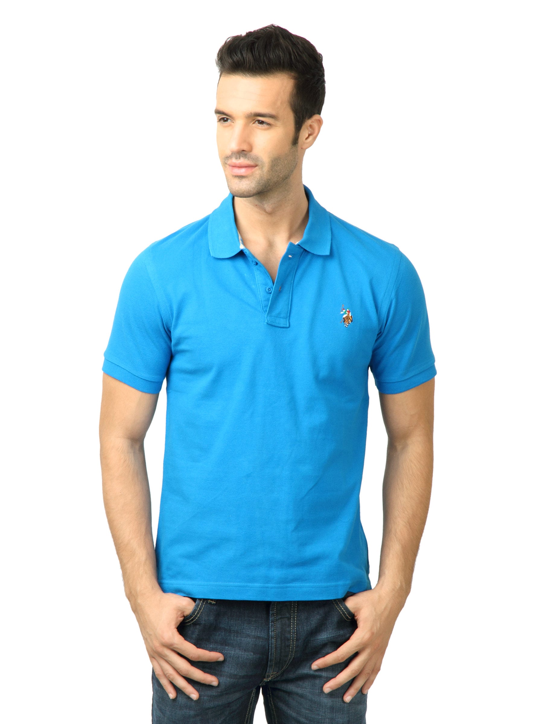 U.S. Polo Assn. Men Solid Blue Tshirt