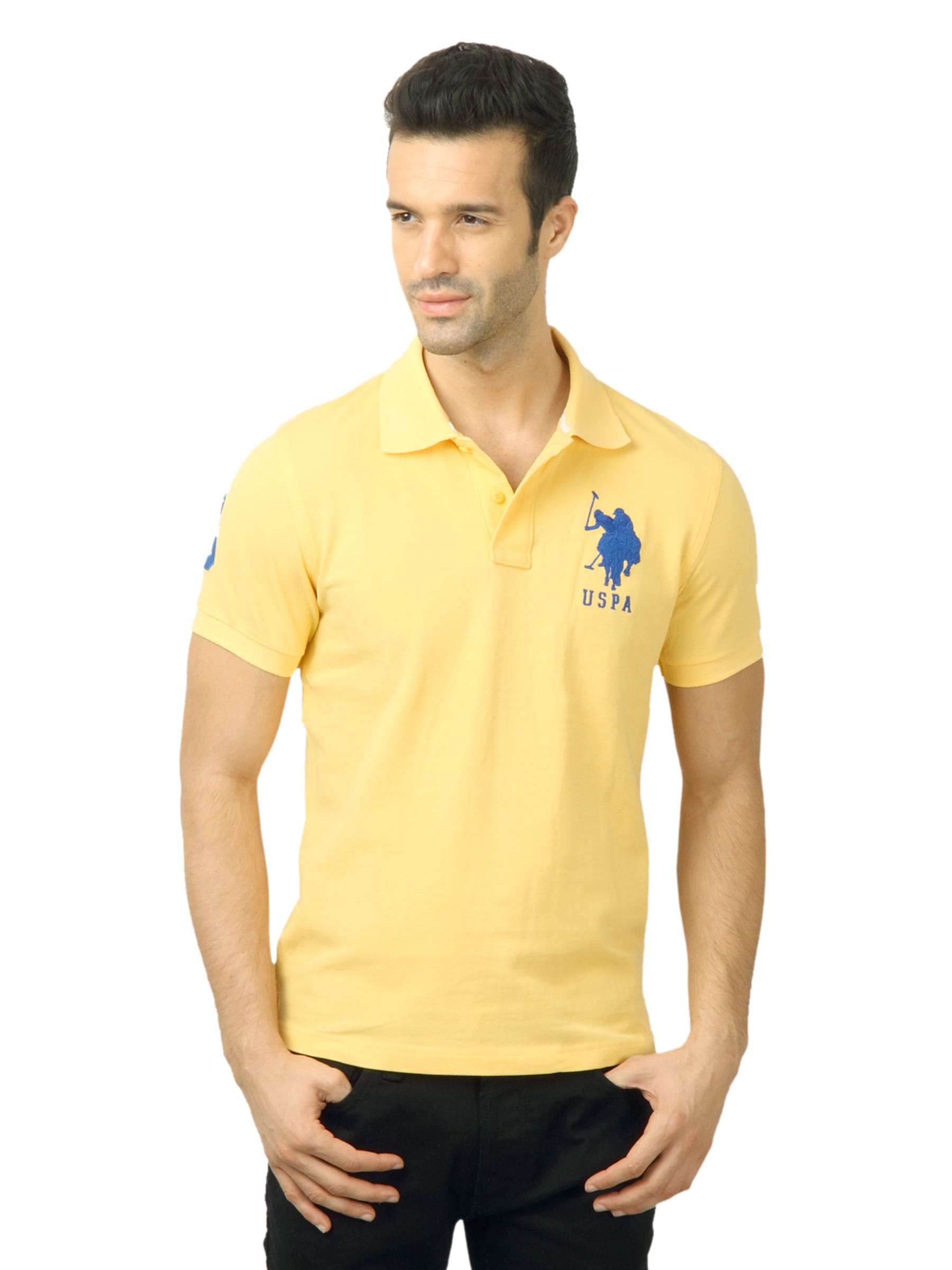 U.S. Polo Assn. Men Solid Yellow Tshirt