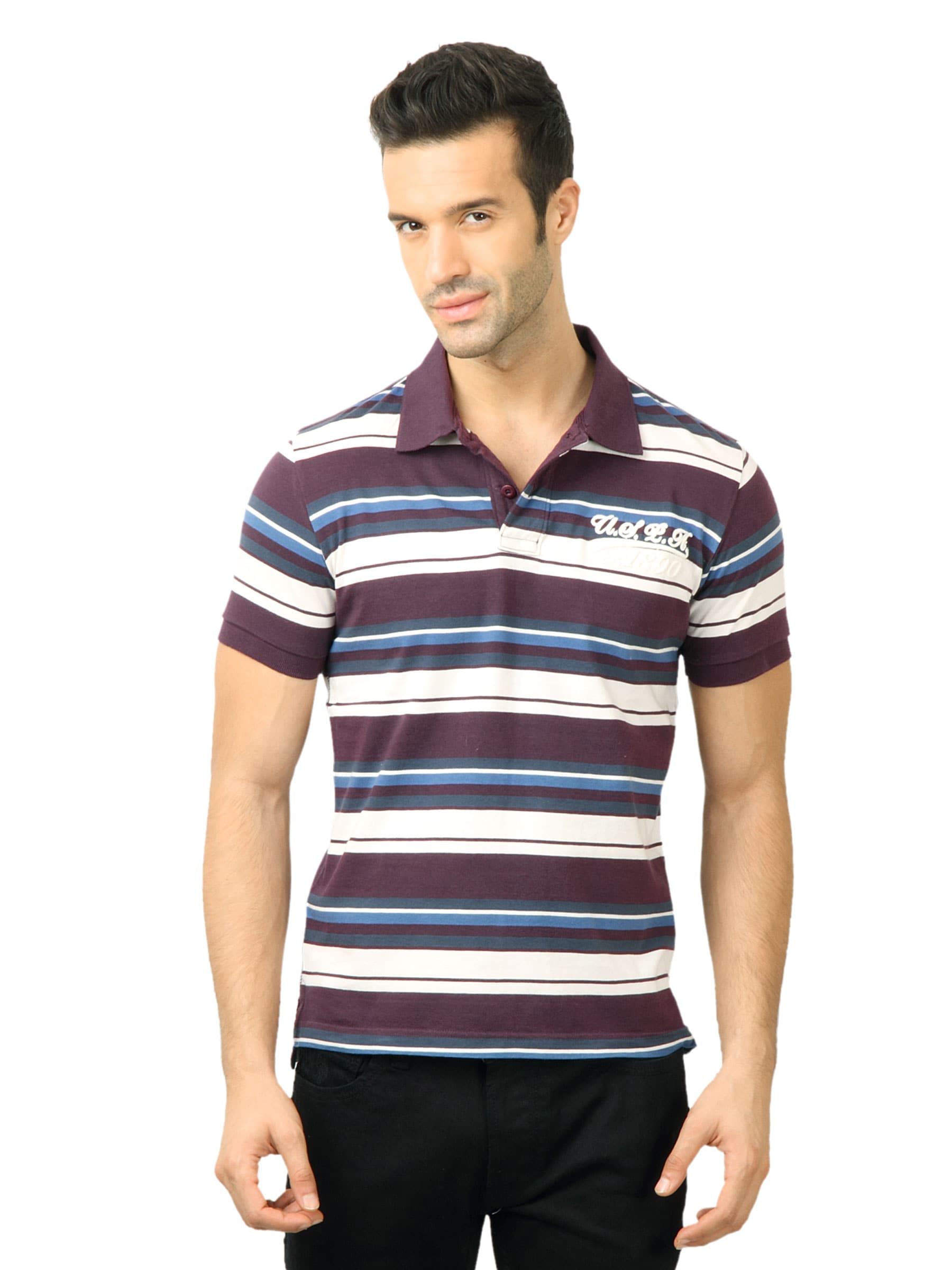 U.S. Polo Assn. Men Striped Purple Tshirt