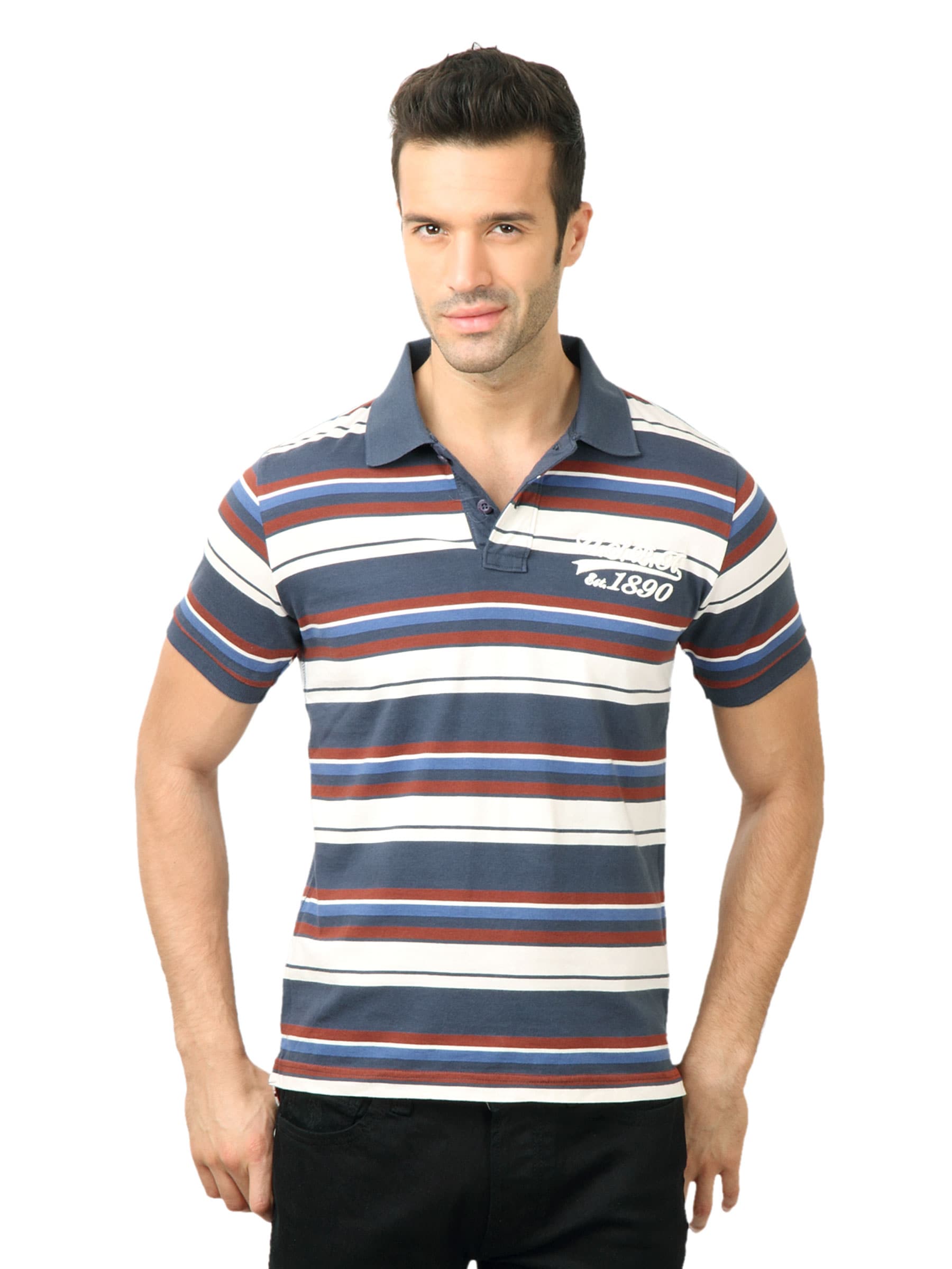 U.S. Polo Assn. Men Striped Navy Blue Tshirt