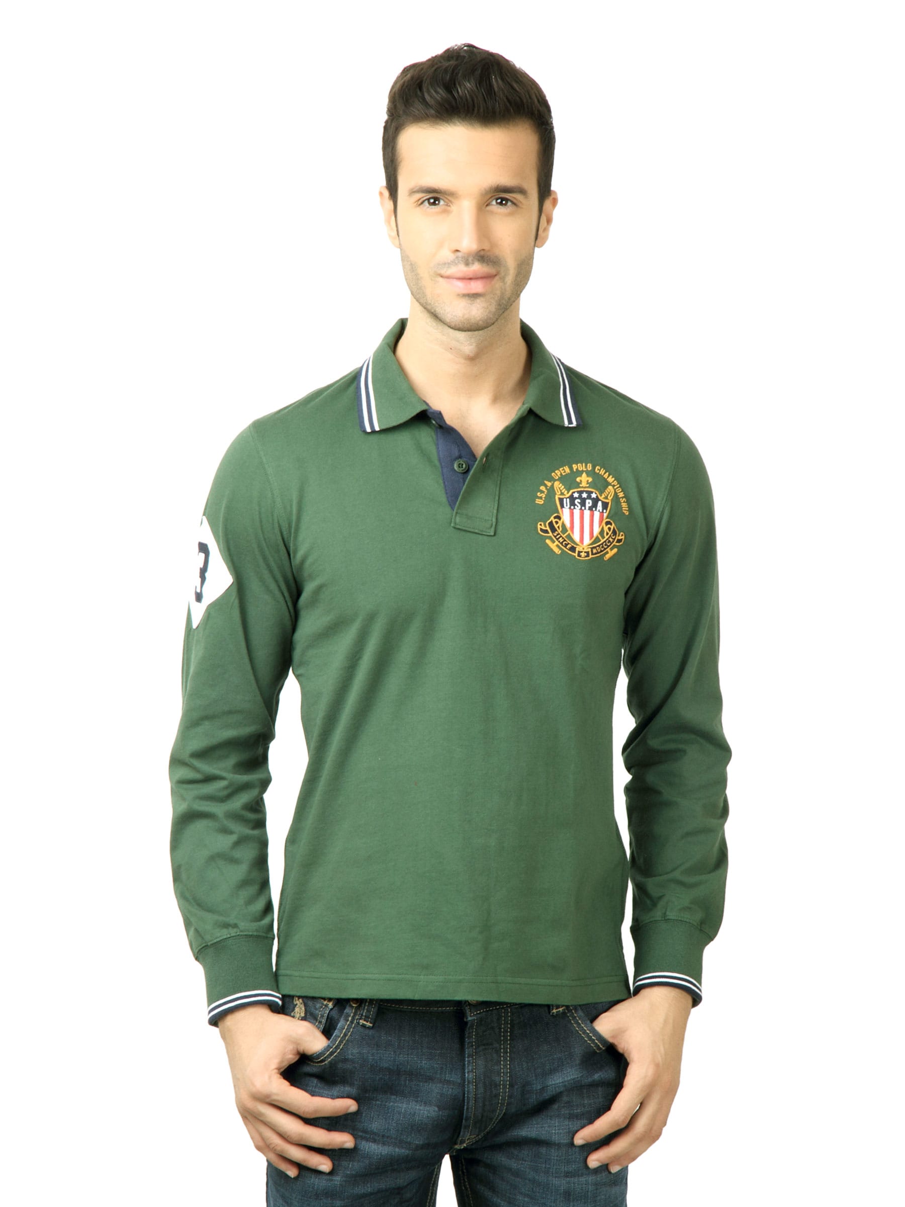 U.S. Polo Assn. Men Solid Green T-shirt