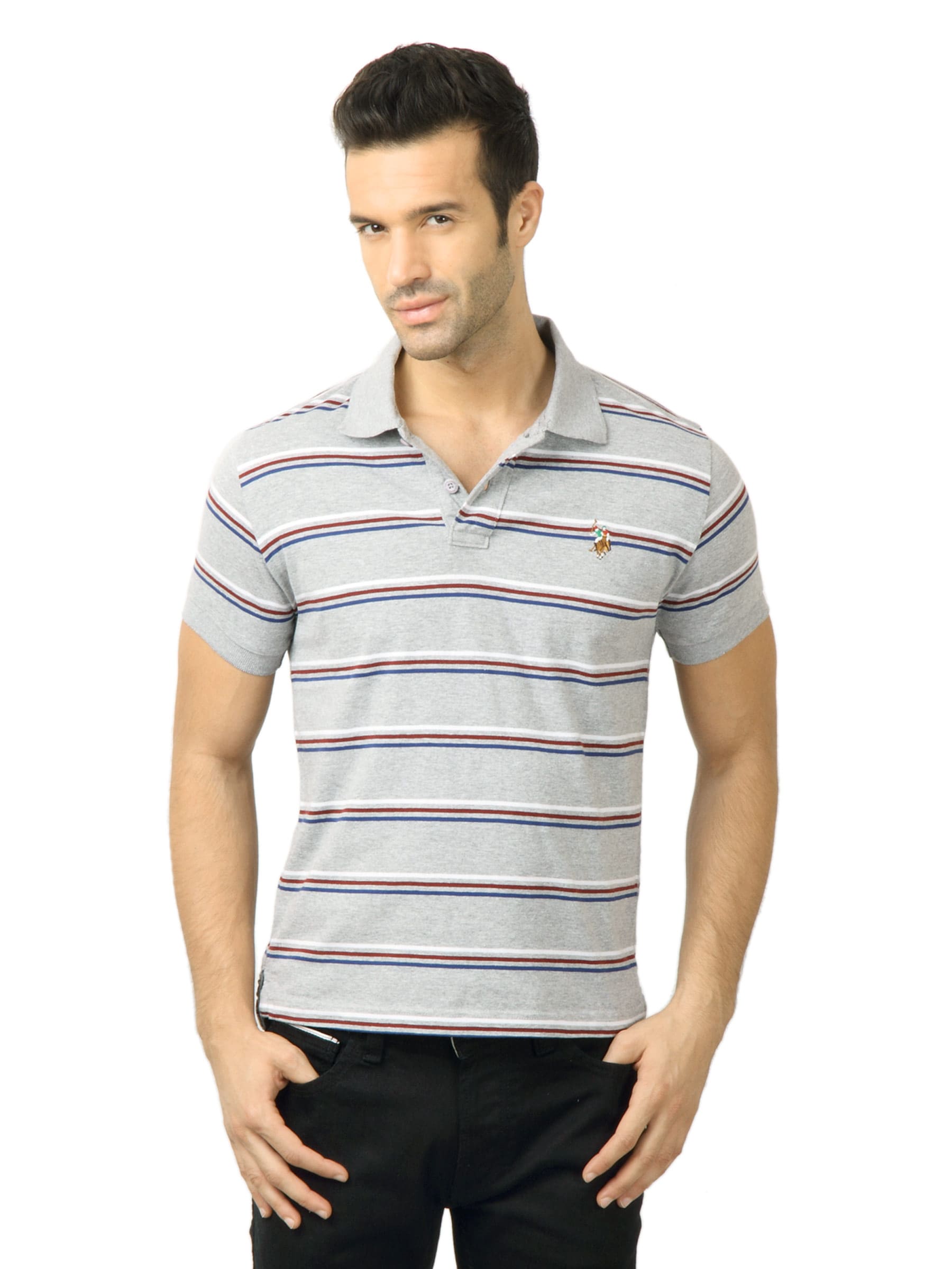 U.S. Polo Assn. Men Striped Grey T-shirt