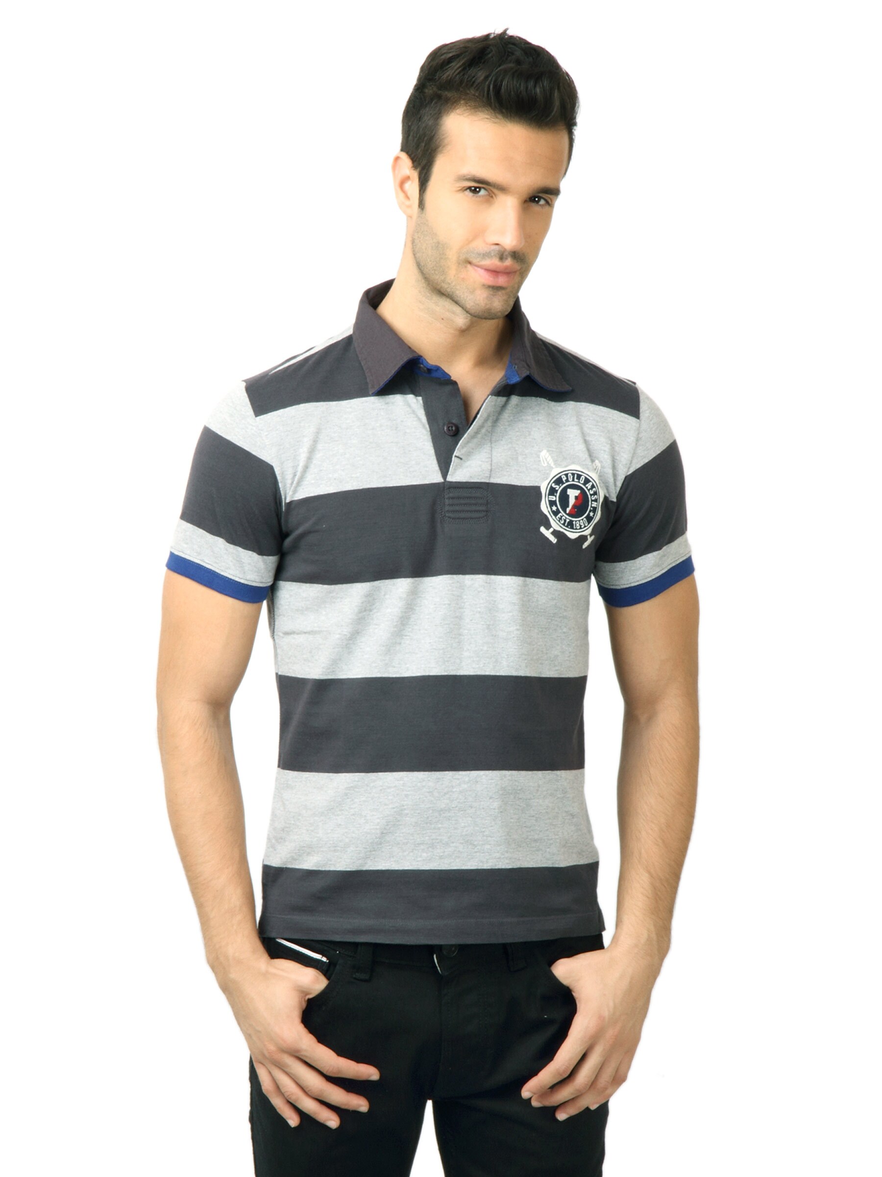 U.S. Polo Assn. Men Striped Grey T-shirt