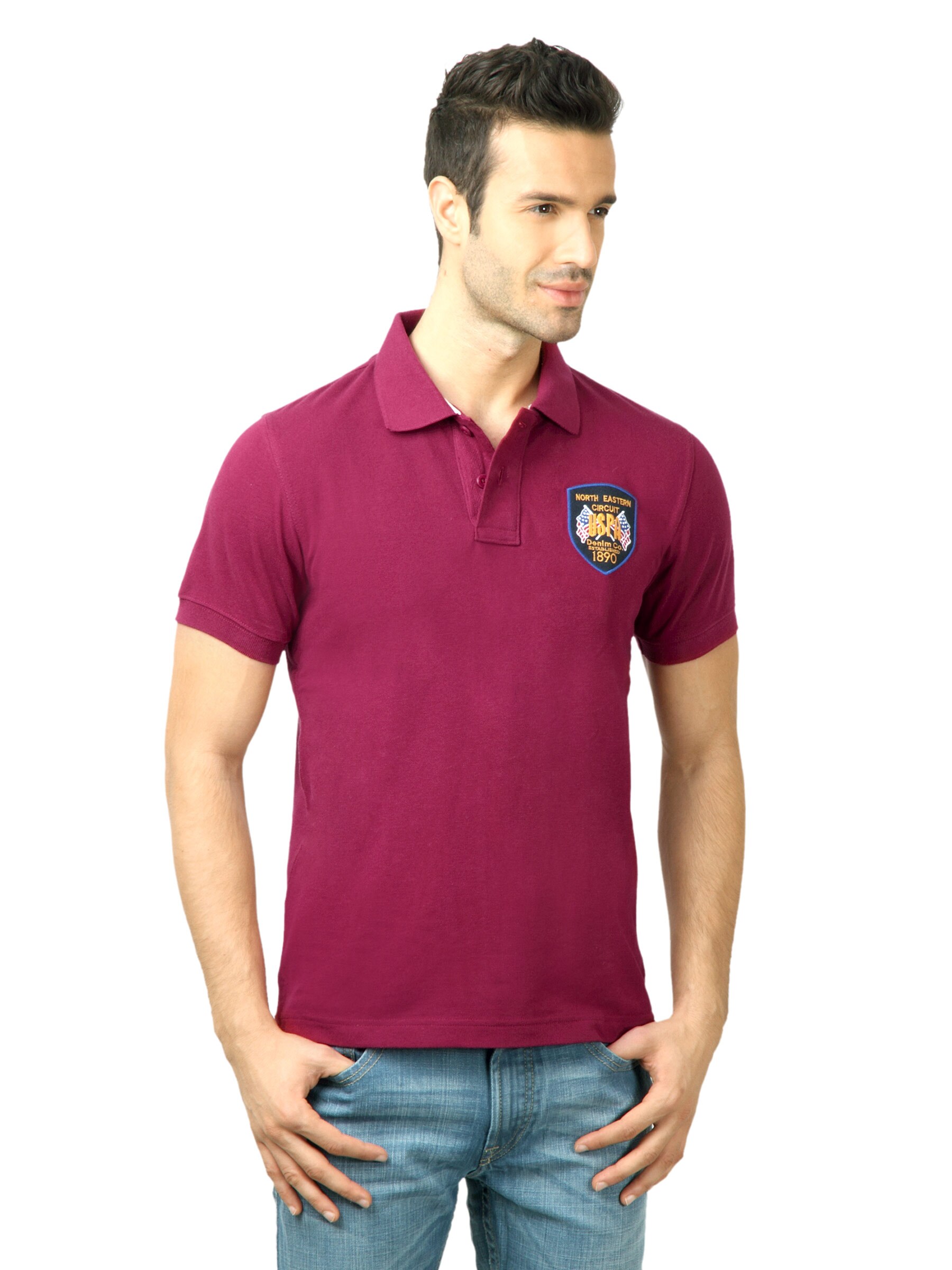 U.S. Polo Assn. Men Solid Maroon T-shirt