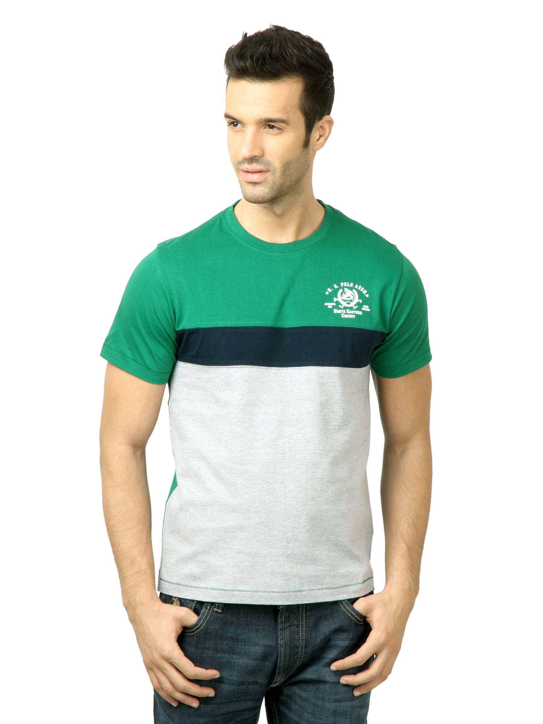 U.S. Polo Assn. Men Solid Green Tshirt