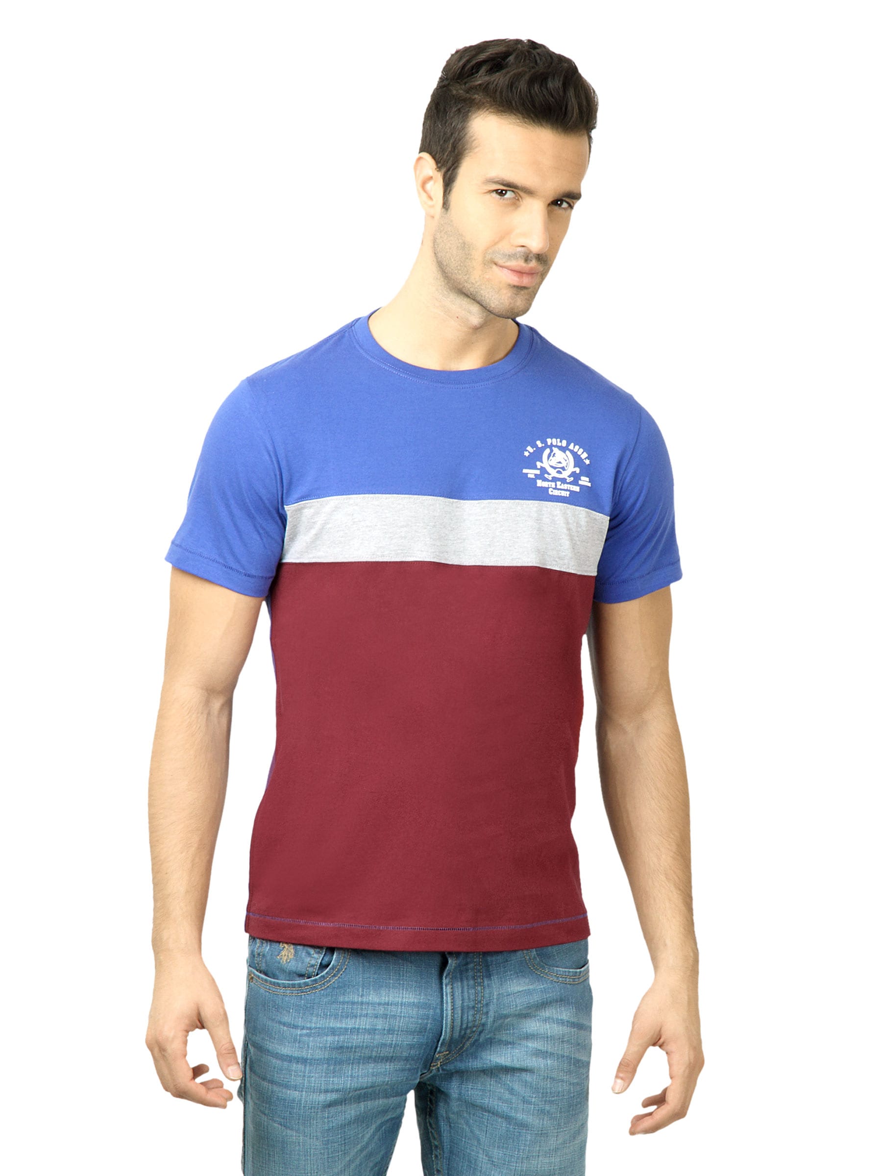 U.S. Polo Assn. Men Solid Blue Tshirt