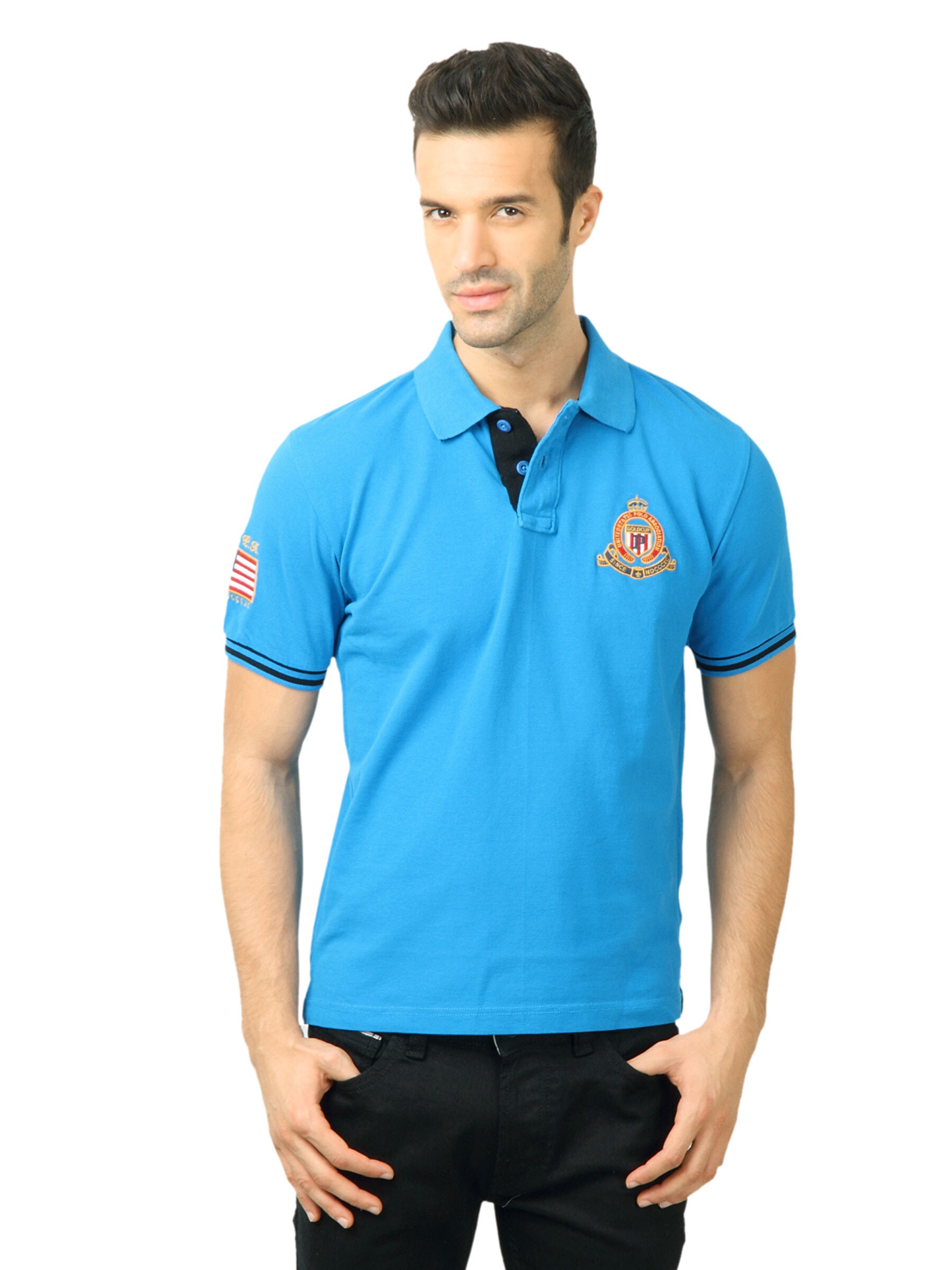 U.S. Polo Assn. Men Solid Blue Tshirt