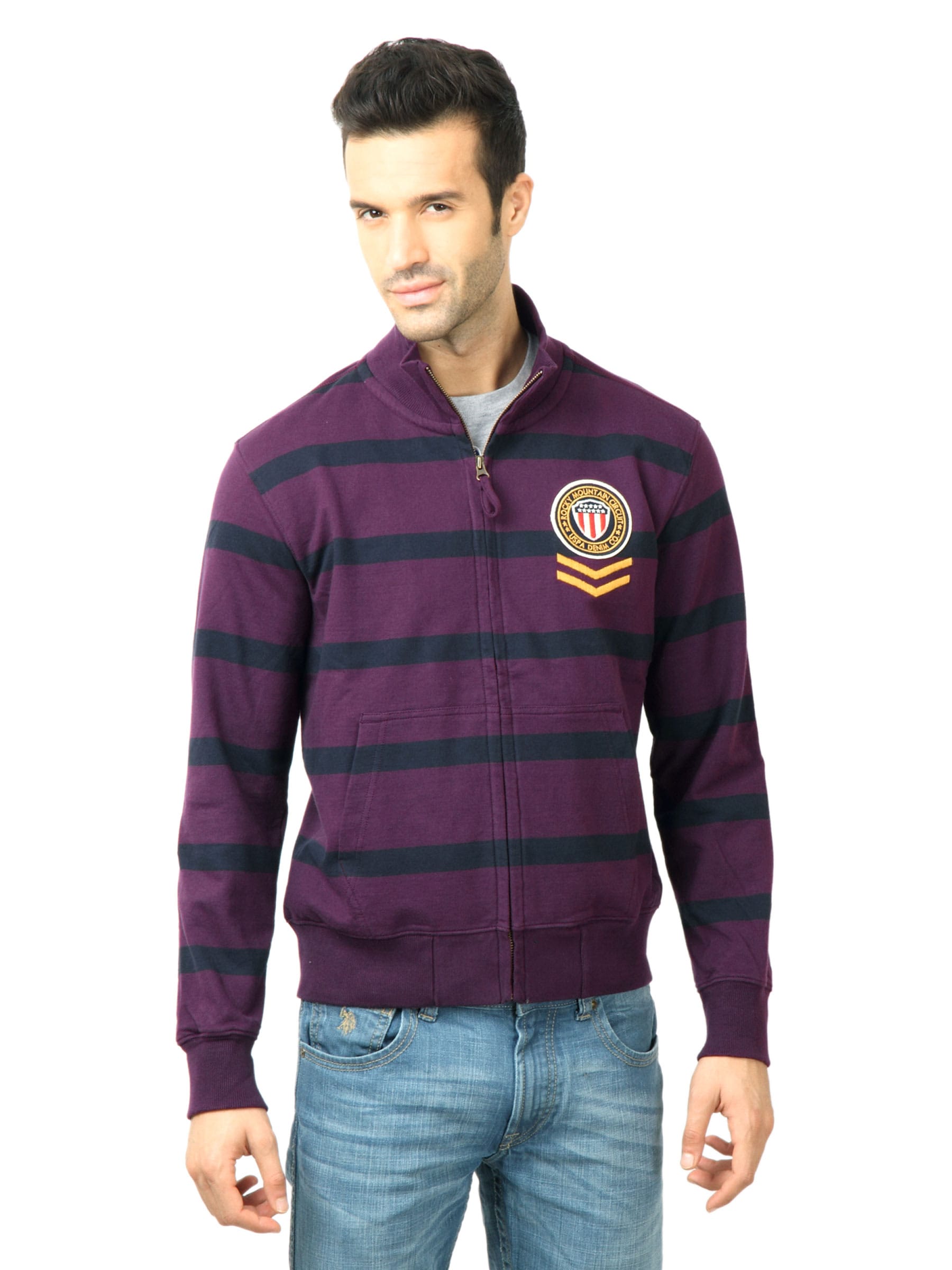 U.S. Polo Assn. Men Stripes Purple Sweatshirt