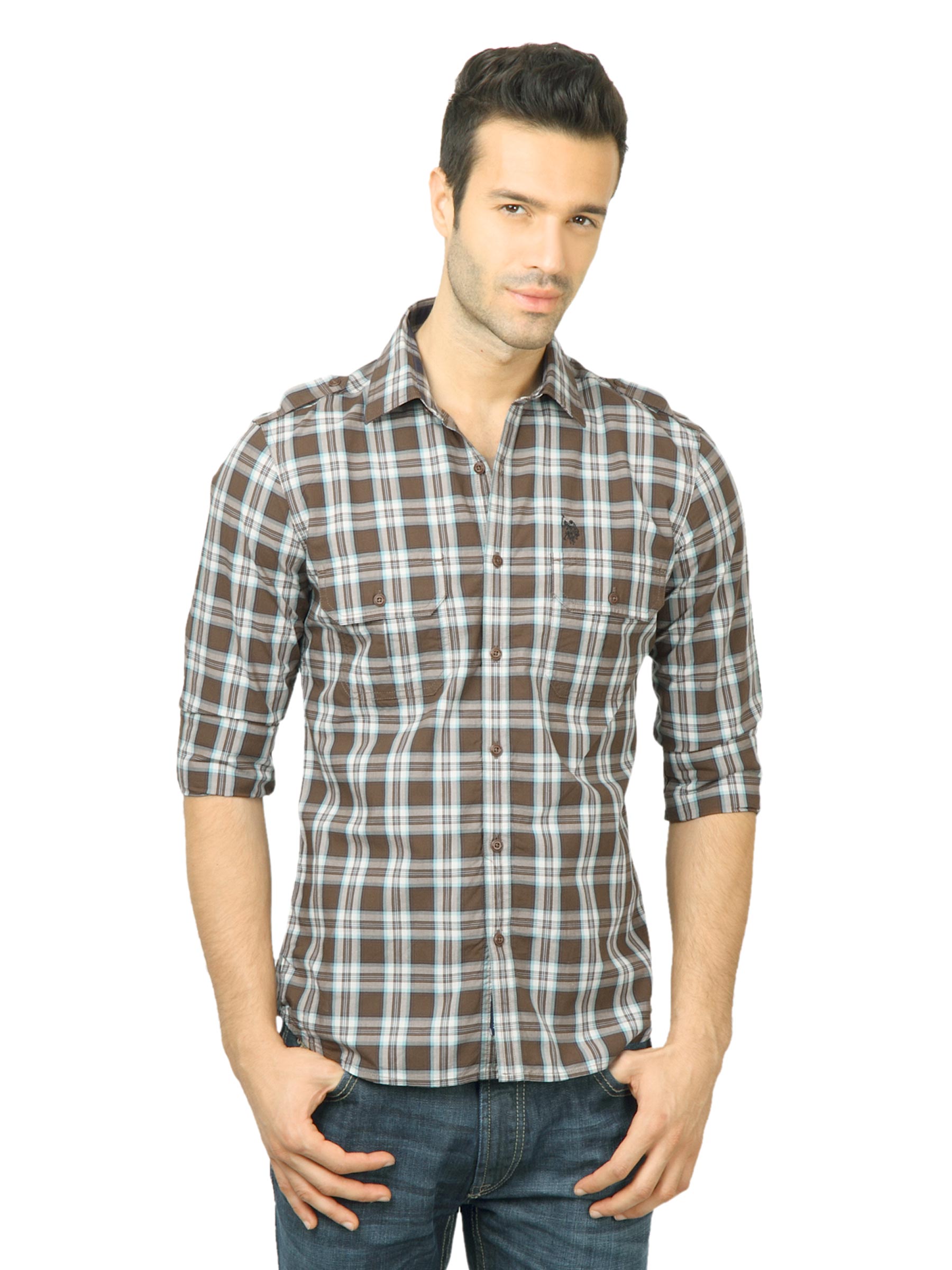 U.S. Polo Assn. Men Check Brown Shirt