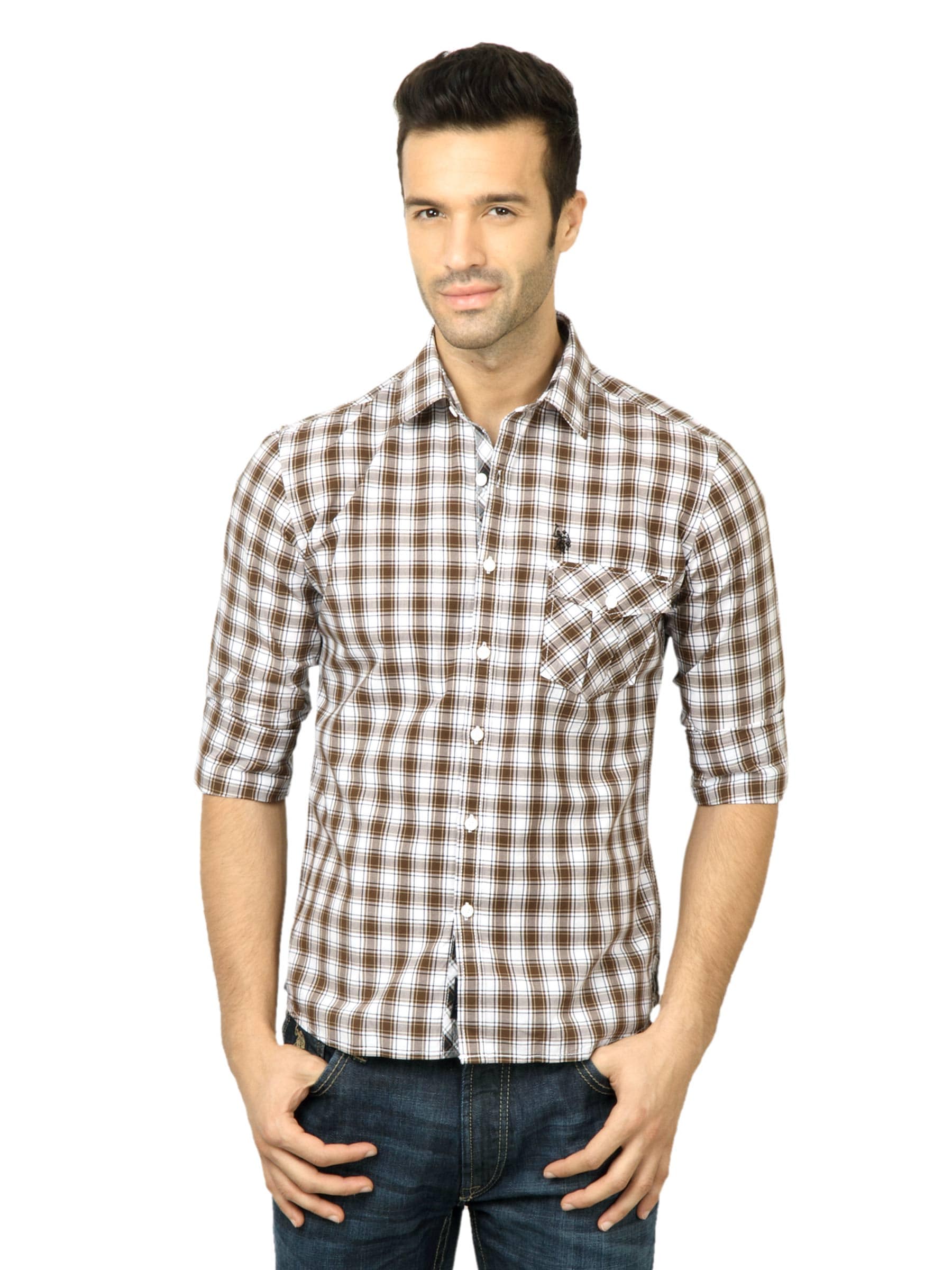 U.S. Polo Assn. Men Check Brown Shirt