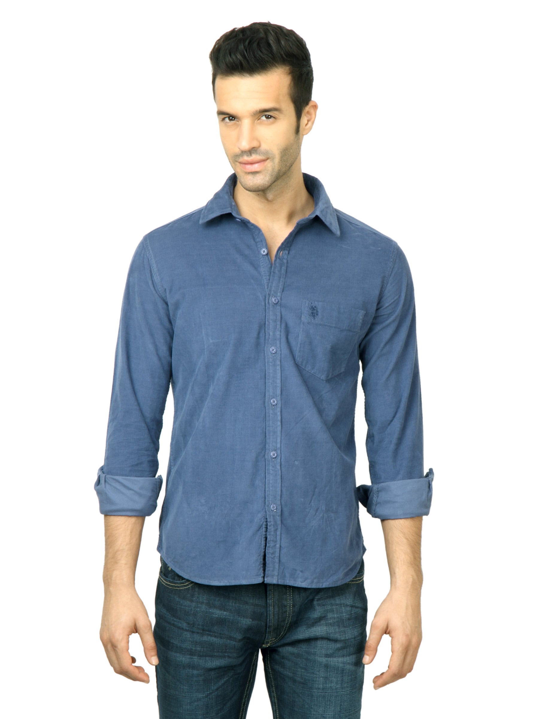 U.S. Polo Assn. Men Solid Blue Shirt