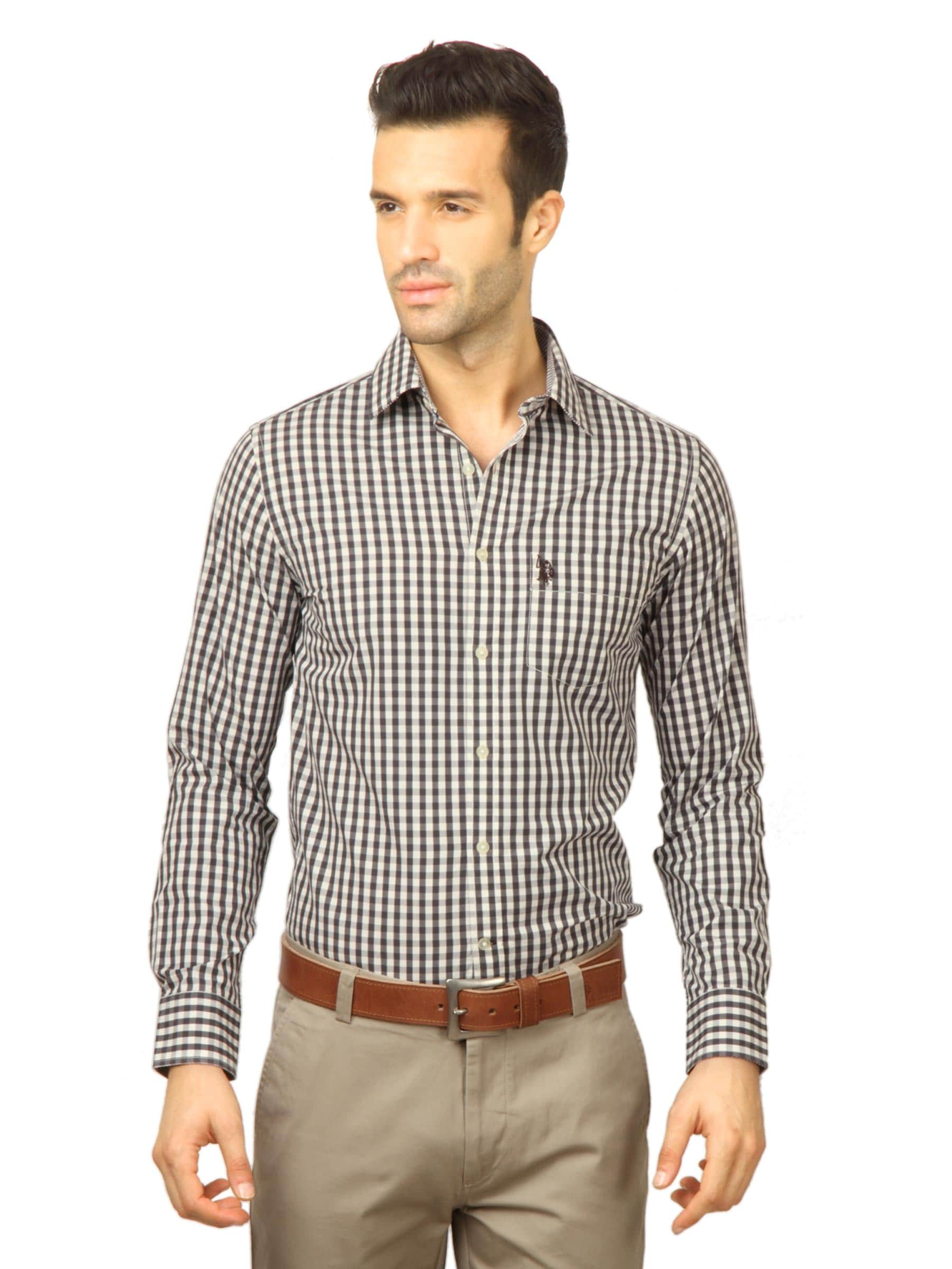 U.S. Polo Assn. Men Check Brown Shirt