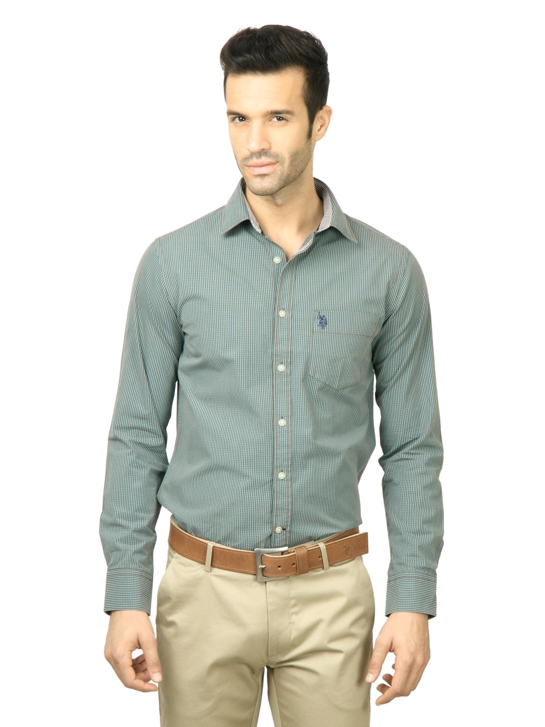 U.S. Polo Assn. Men Check Brown Shirt