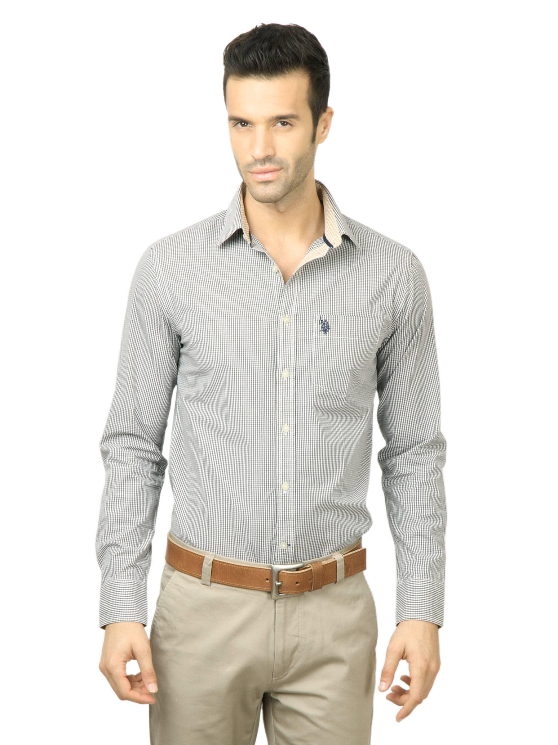 U.S. Polo Assn. Men Check Grey Shirt