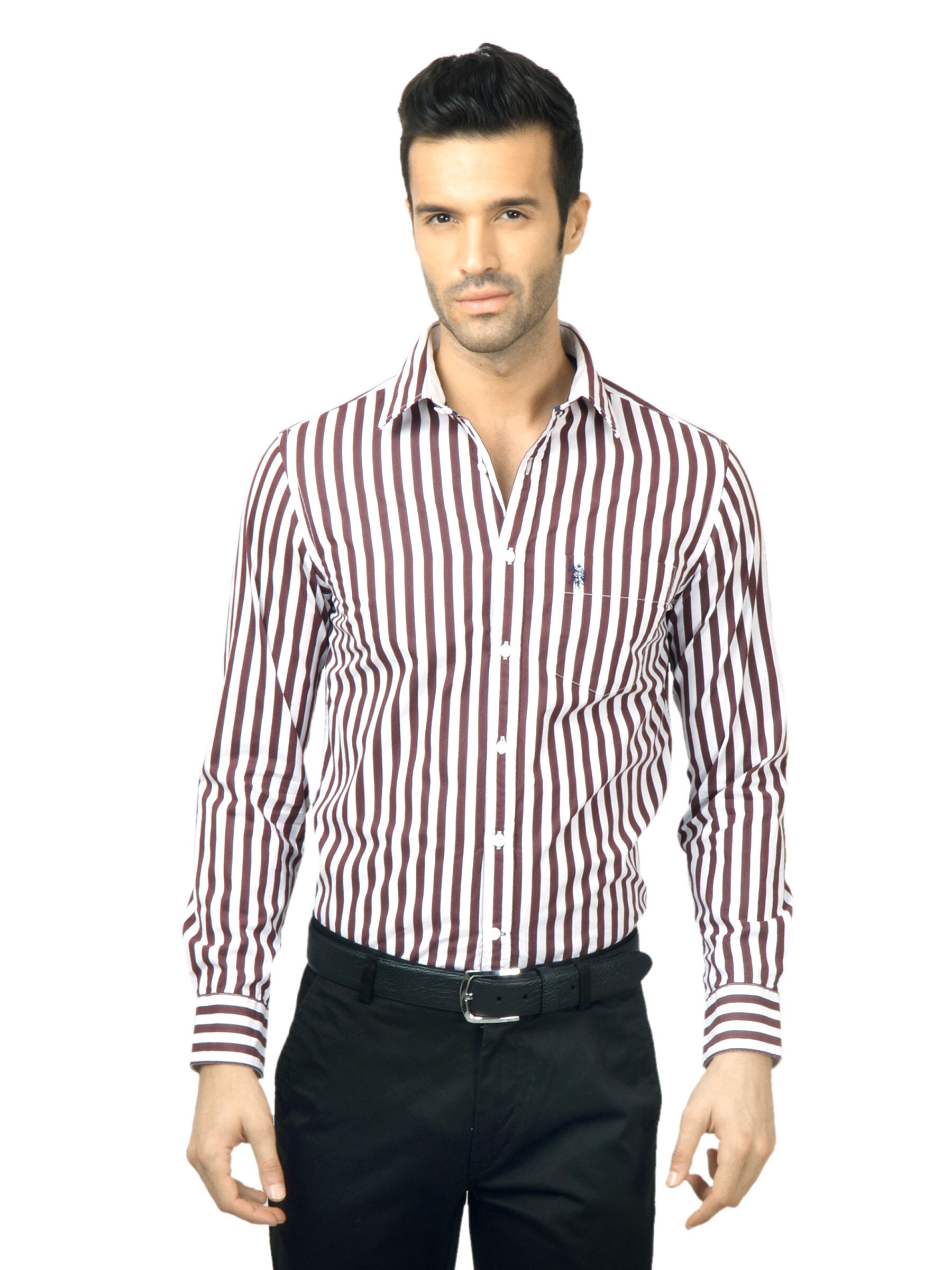 U.S. Polo Assn. Men Stripes Maroon Shirt