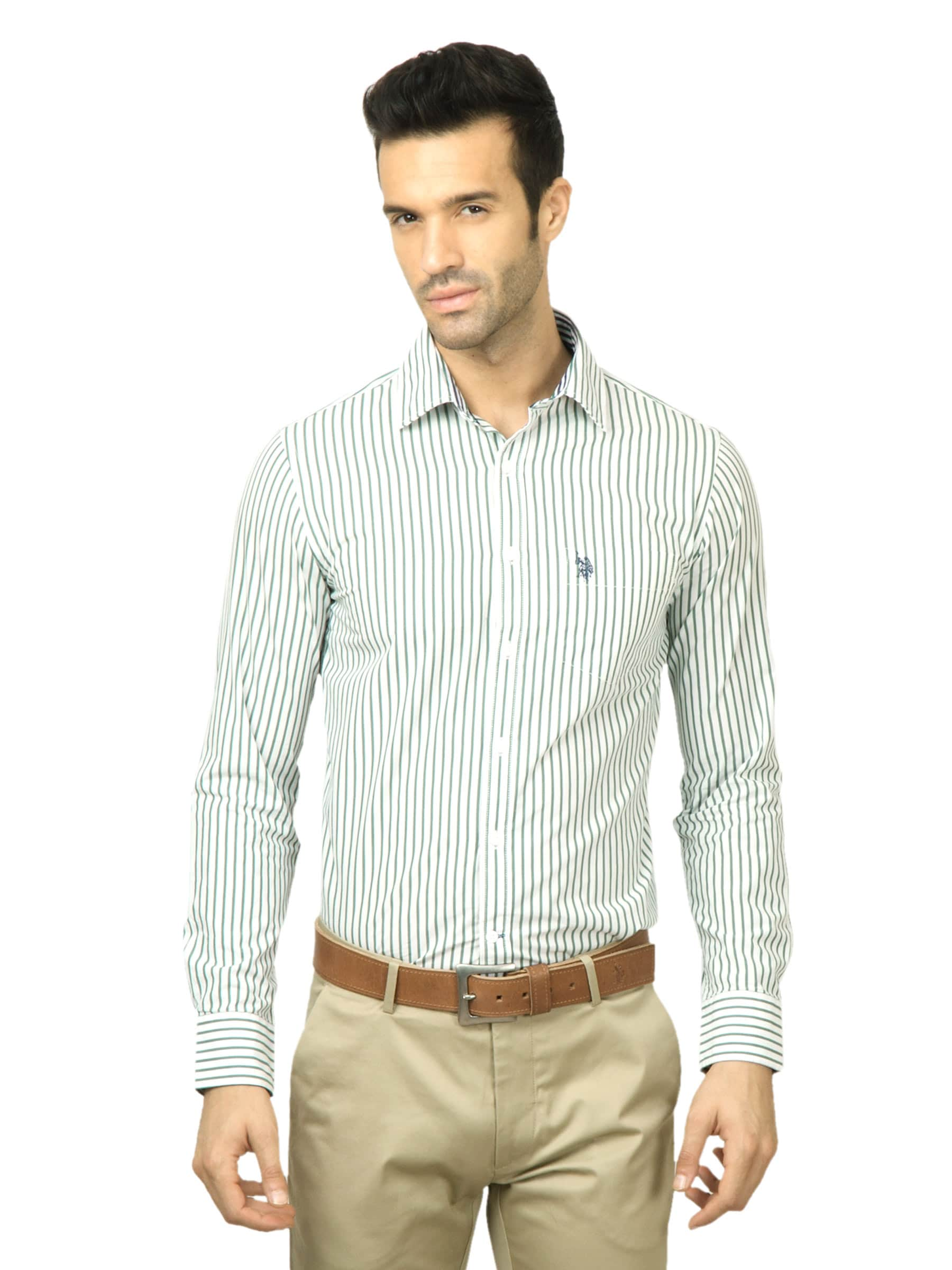 U.S. Polo Assn. Men Striped Green Shirt