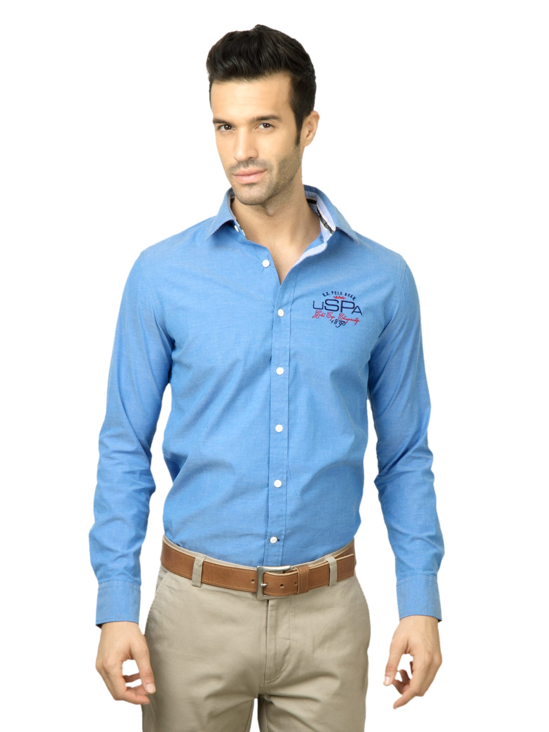 U.S. Polo Assn. Men Solid Blue Shirt