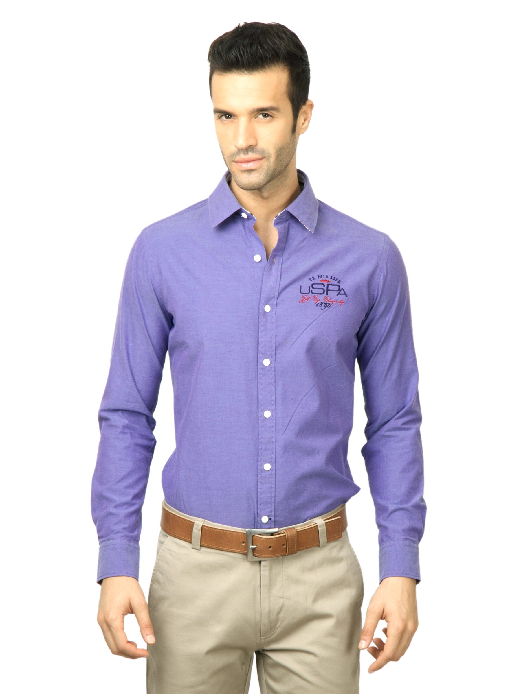 U.S. Polo Assn. Men Solid Purple Shirt