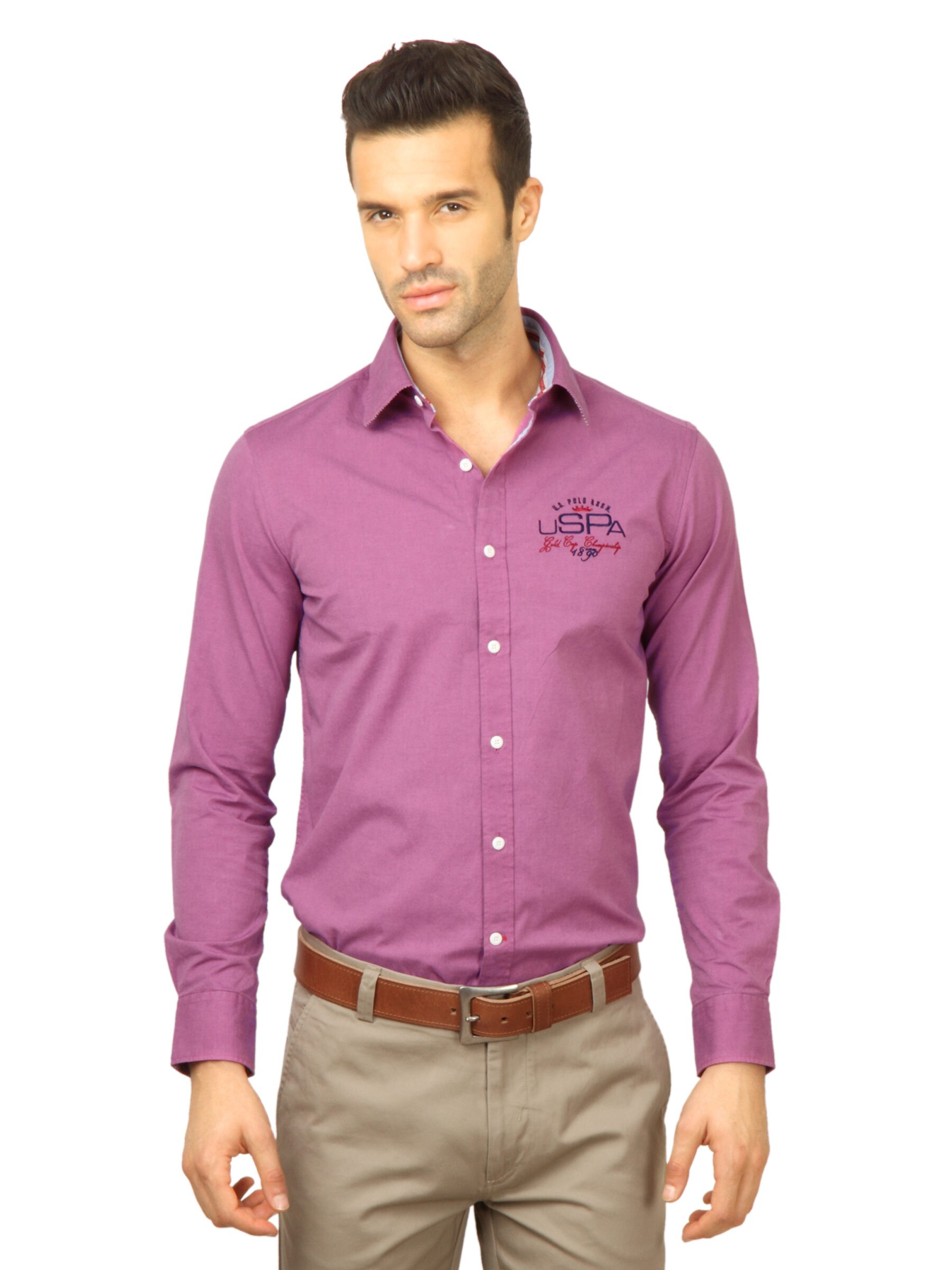 U.S. Polo Assn. Men Solid Pink Shirt