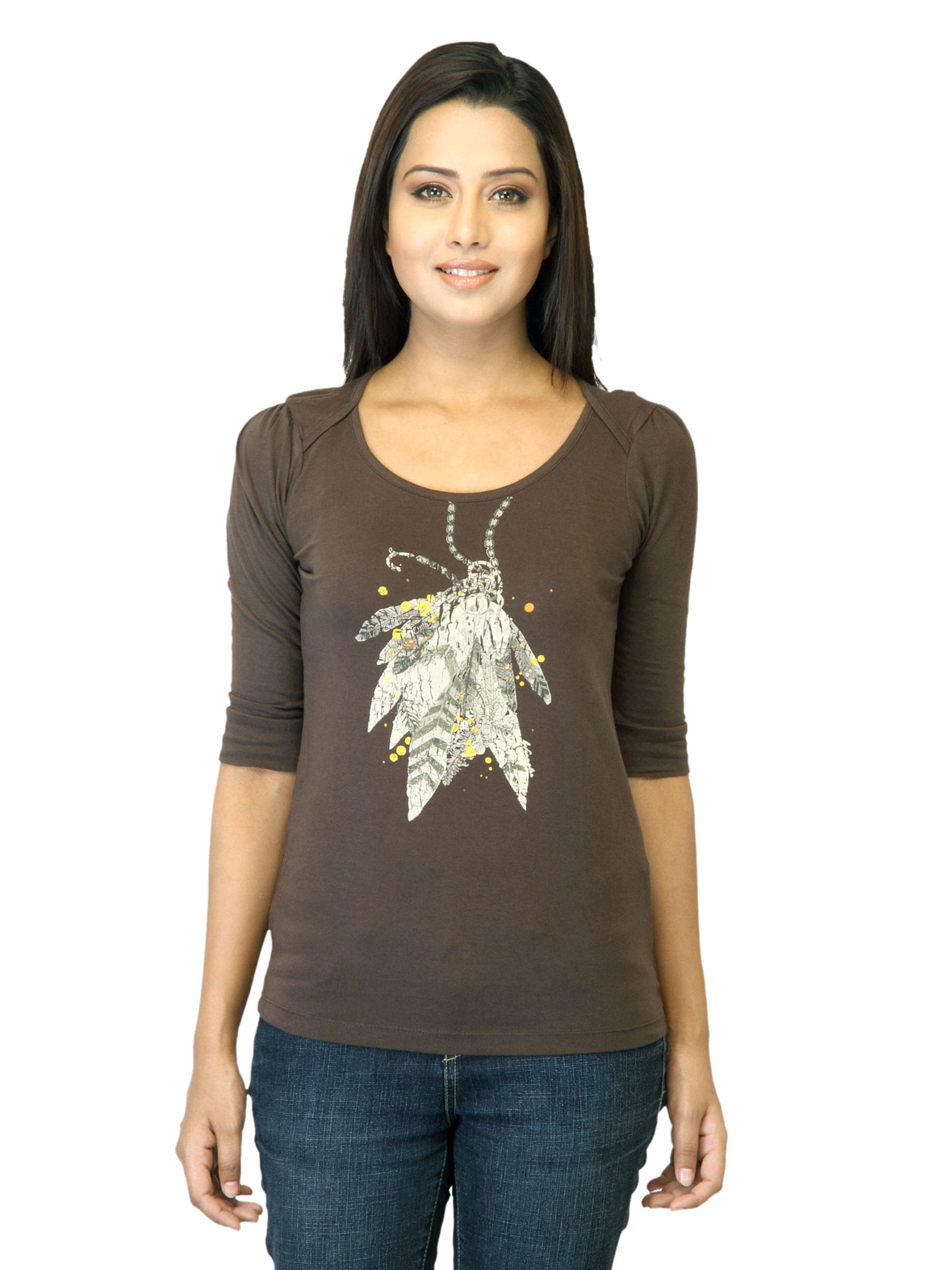 Wrangler Women Printed Brown Top