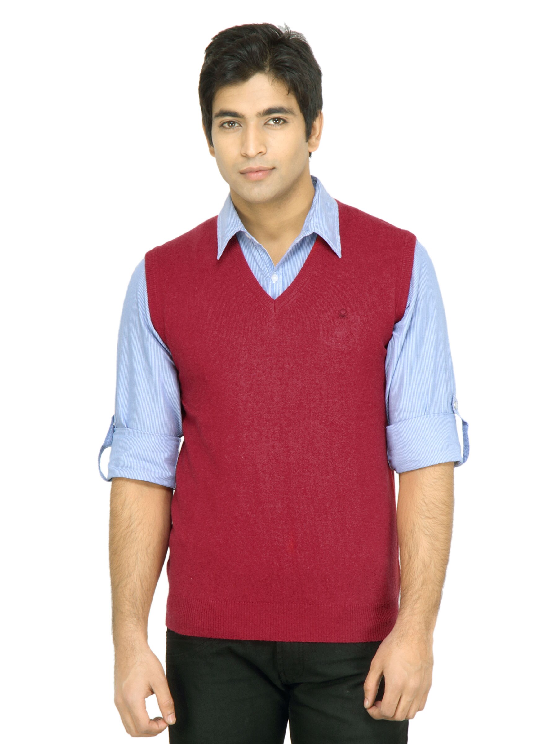 United Colors of Benetton Men Solid Red Sweater